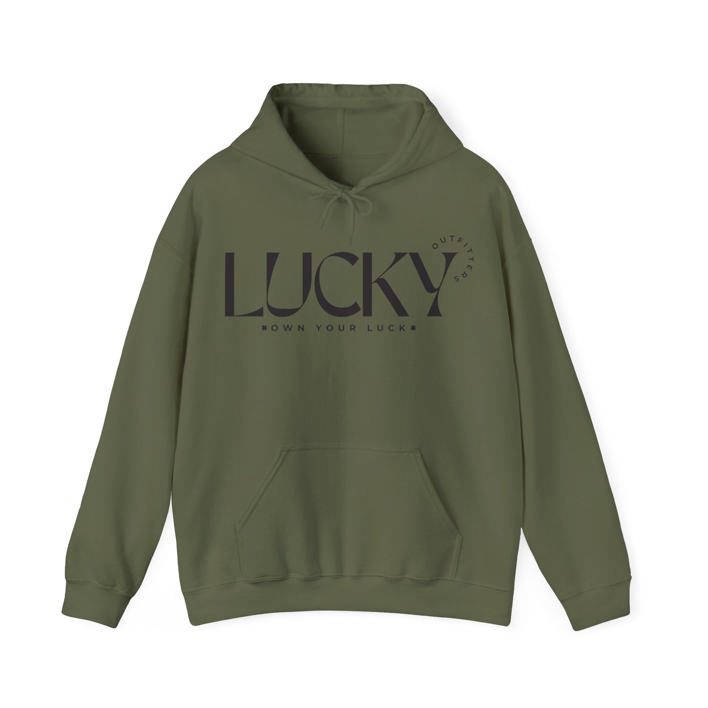 Women's Lucky Hoodie (Unisex Sizing) - LUCKY OUTFITTERS Dark Gray Graphic Pullover