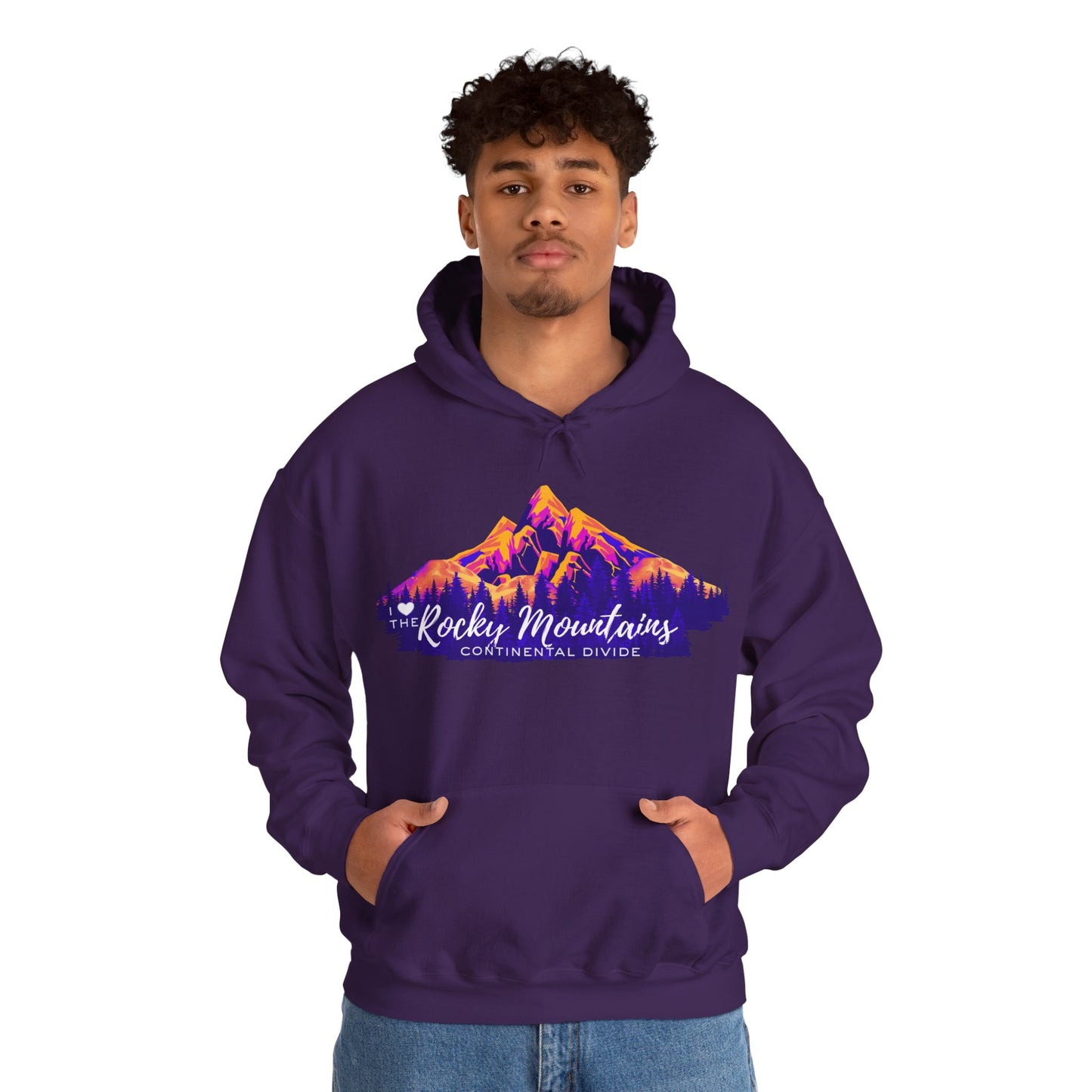 Men's “I Love the Rocky Mountains” Hoodie  — Scenic Mountain Graphic Pullover