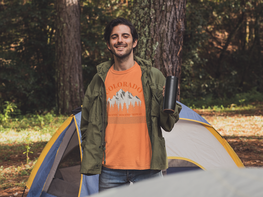 Colorado Mountains Ascend/Descend/Repeat Unisex T-Shirt — Colorado 14er Mountains Climbing List