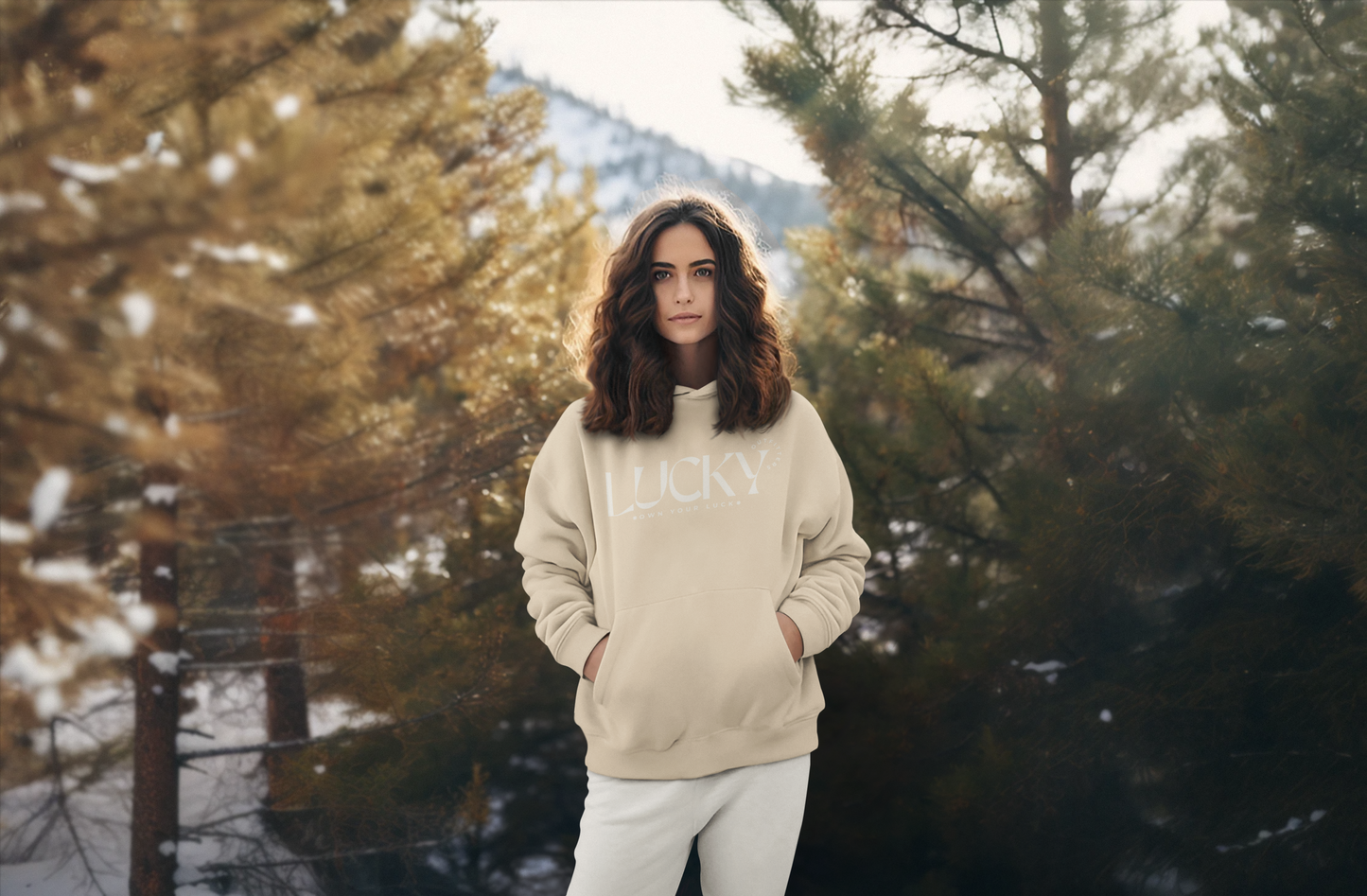 Women's Lucky Hoodie(Unisex Sizing) - LUCKY OUTFITTERS Off White Graphic Unisex Pullover