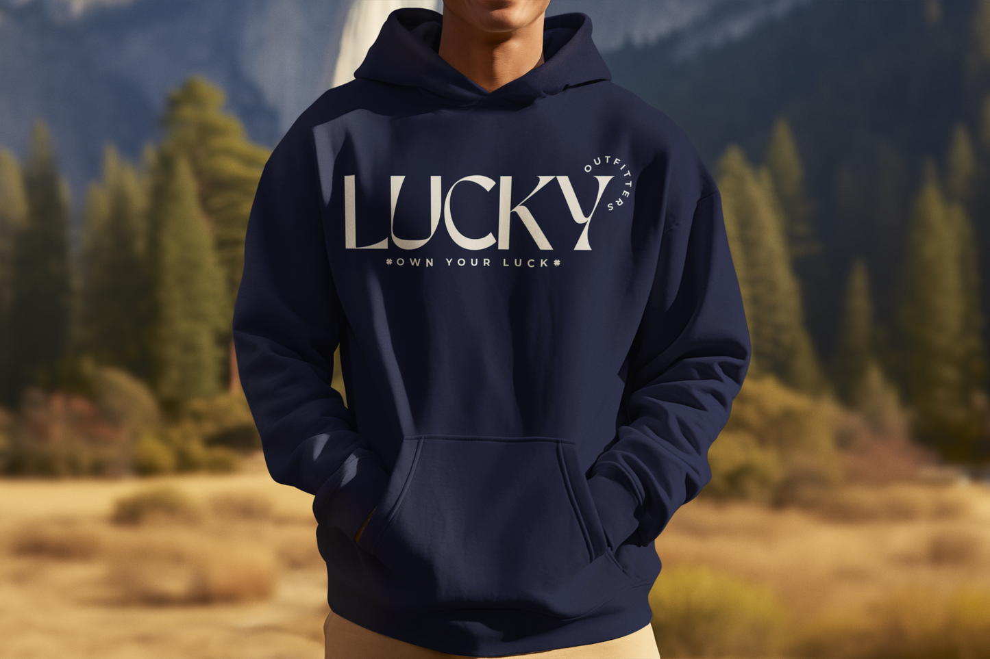 Men's Lucky Hoodie - LUCKY Outfitters Off White Graphic Unisex Pullover