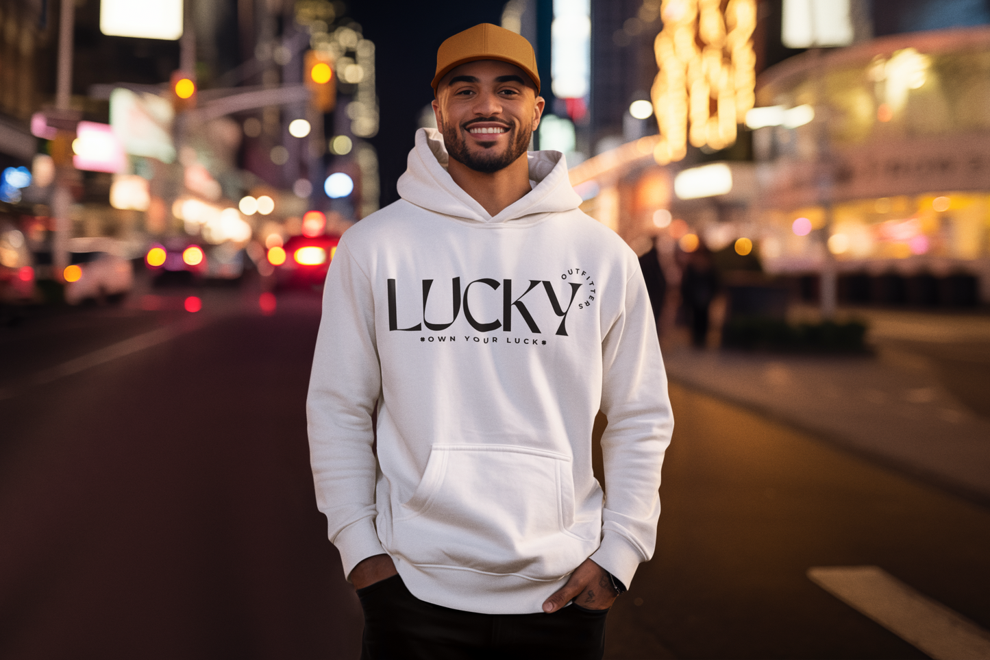 Men's Lucky Hoodie - LUCKY OUTFITTERS Dark Gray Graphic Unisex Pullover