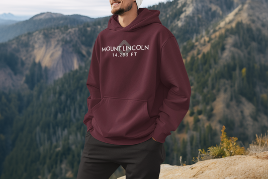 Men's Mount Lincoln 14,293 ft Summit Hoodie - 14ER SUMMIT SERIES - Souvenir Pullover by Lucky Outfitters