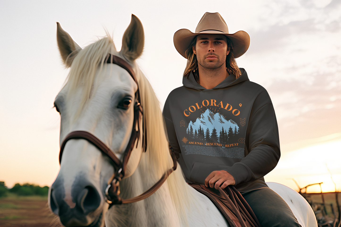 Men's Colorado 14ers Mountain Hoodie — Ascend/Descend/Repeat Mountain Climbing Graphic - Lucky Outfitters Adventure Pullover