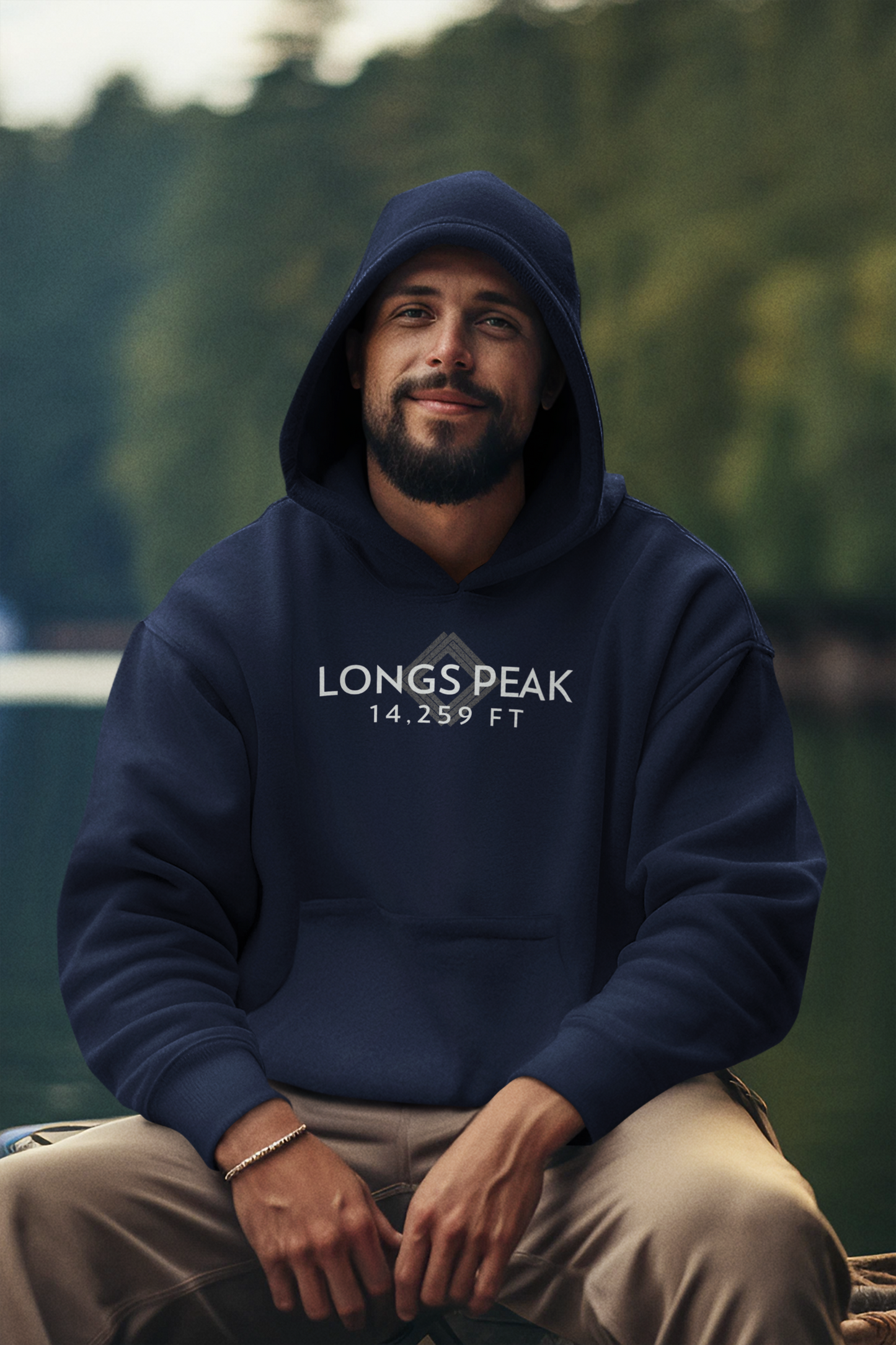Men's Longs Peak 14,259 ft Summit Hoodie - 14ER SUMMIT SERIES - Souvenir Pullover by Lucky Outfitters