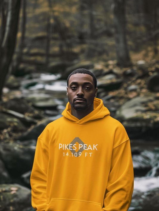 Men's Pikes Peak 14,109 ft Summit Hoodie - 14ER SUMMIT SERIES - Souvenir Pullover by Lucky Outfitters