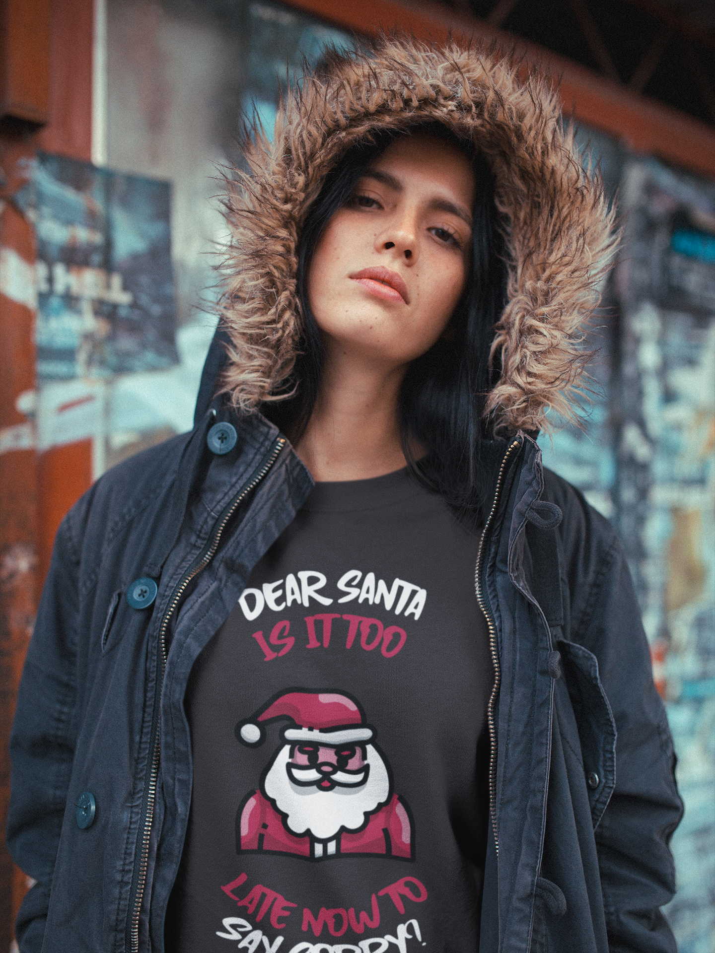 Christmas Sweatshirt (Unisex Sizing)  — "Dear Santa Is It Too Late Now To Say Sorry?" Funny Santa Crewneck