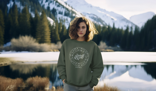 Holiday Cheers Wreath Graphic (Unisex Sizing) — Crewneck Sweatshirt