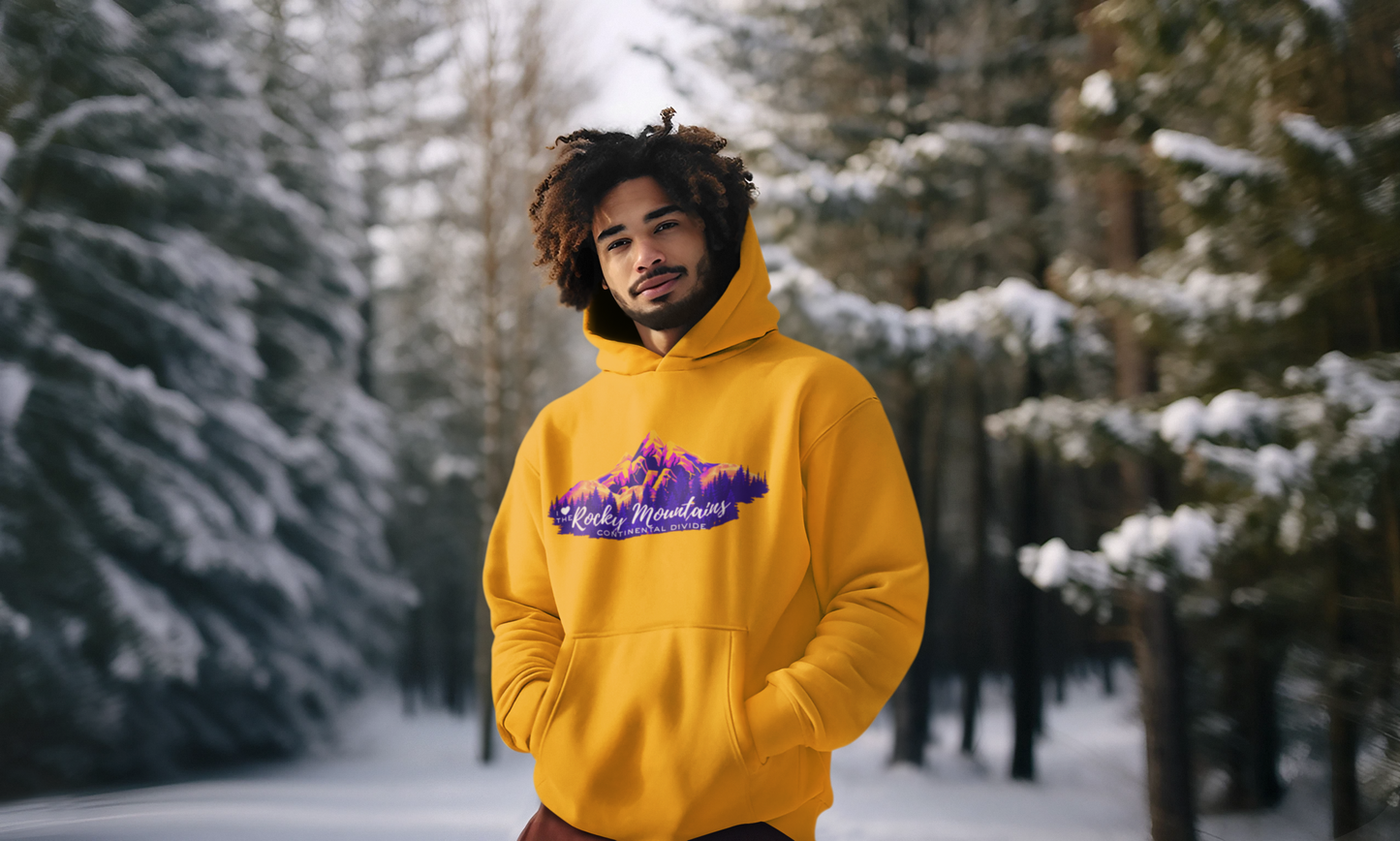 Men's “I Love the Rocky Mountains” Hoodie  — Scenic Mountain Graphic Pullover