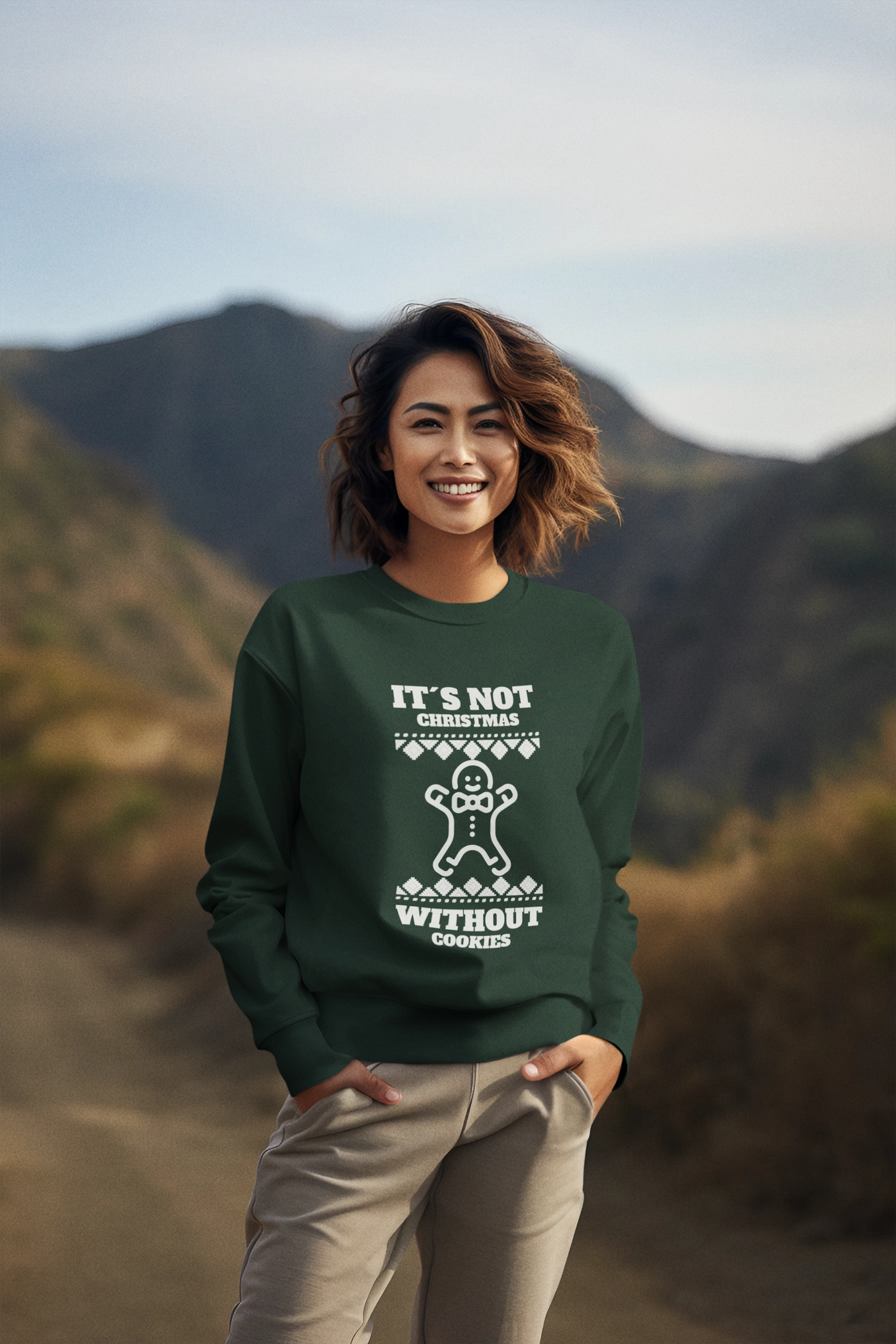 "It's Not Christmas Without Cookies" (Unisex Sizing) - Gingerbread Crewneck