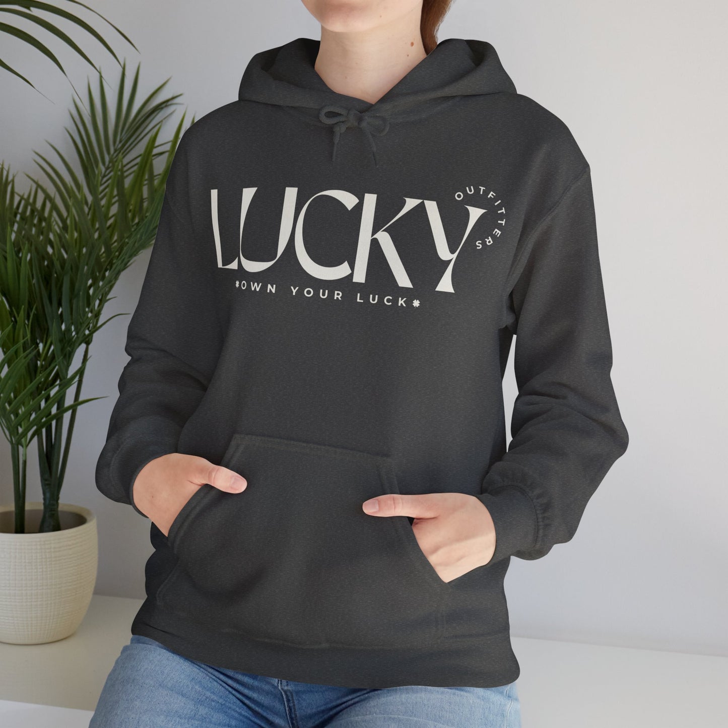 Women's Lucky Hoodie(Unisex Sizing) - LUCKY OUTFITTERS Off White Graphic Unisex Pullover