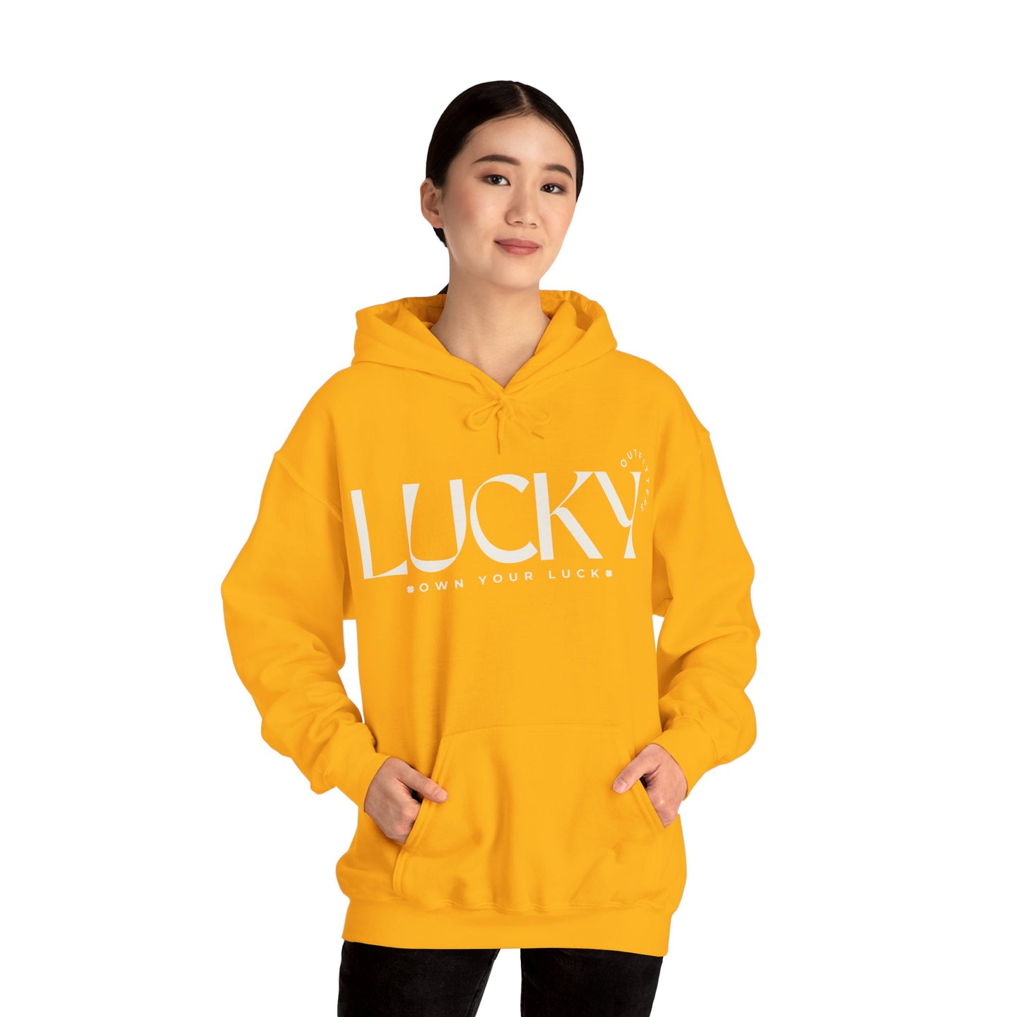 Women's Lucky Hoodie(Unisex Sizing) - LUCKY OUTFITTERS Off White Graphic Unisex Pullover