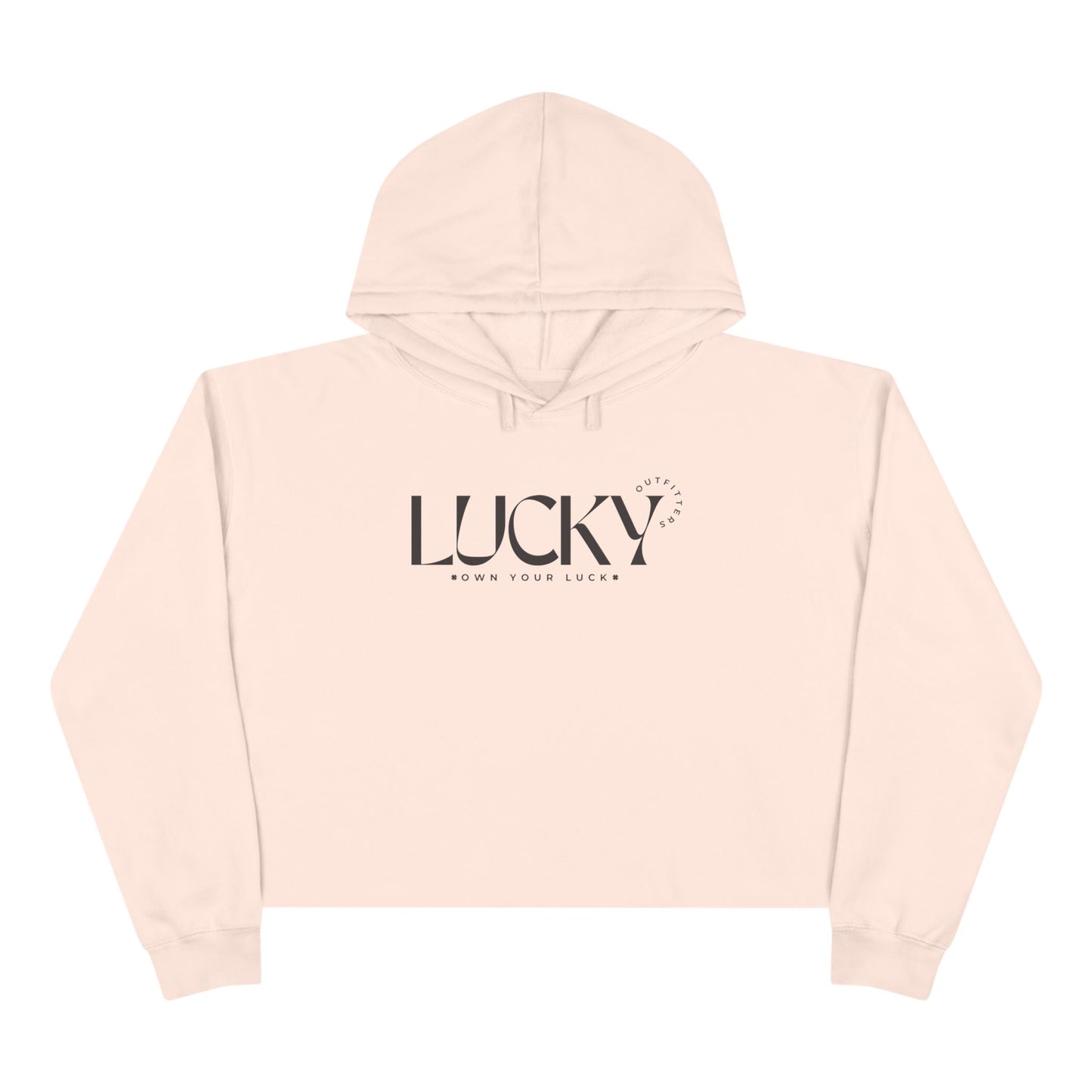 Women's Lucky Outfitters Crop Hoodie — Black logo