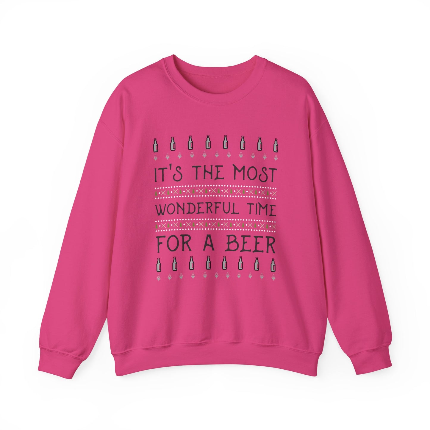Beer Holiday Sweatshirt (Unisex Sizing) — "It's the Most Wonderful Time for a Beer" Cozy Crewneck
