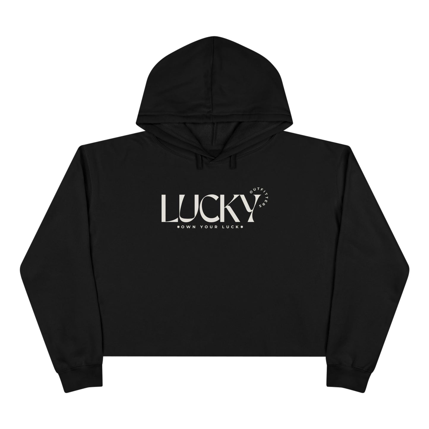 Women's Lucky Outfitters Crop Hoodie — ‘Off White Logo