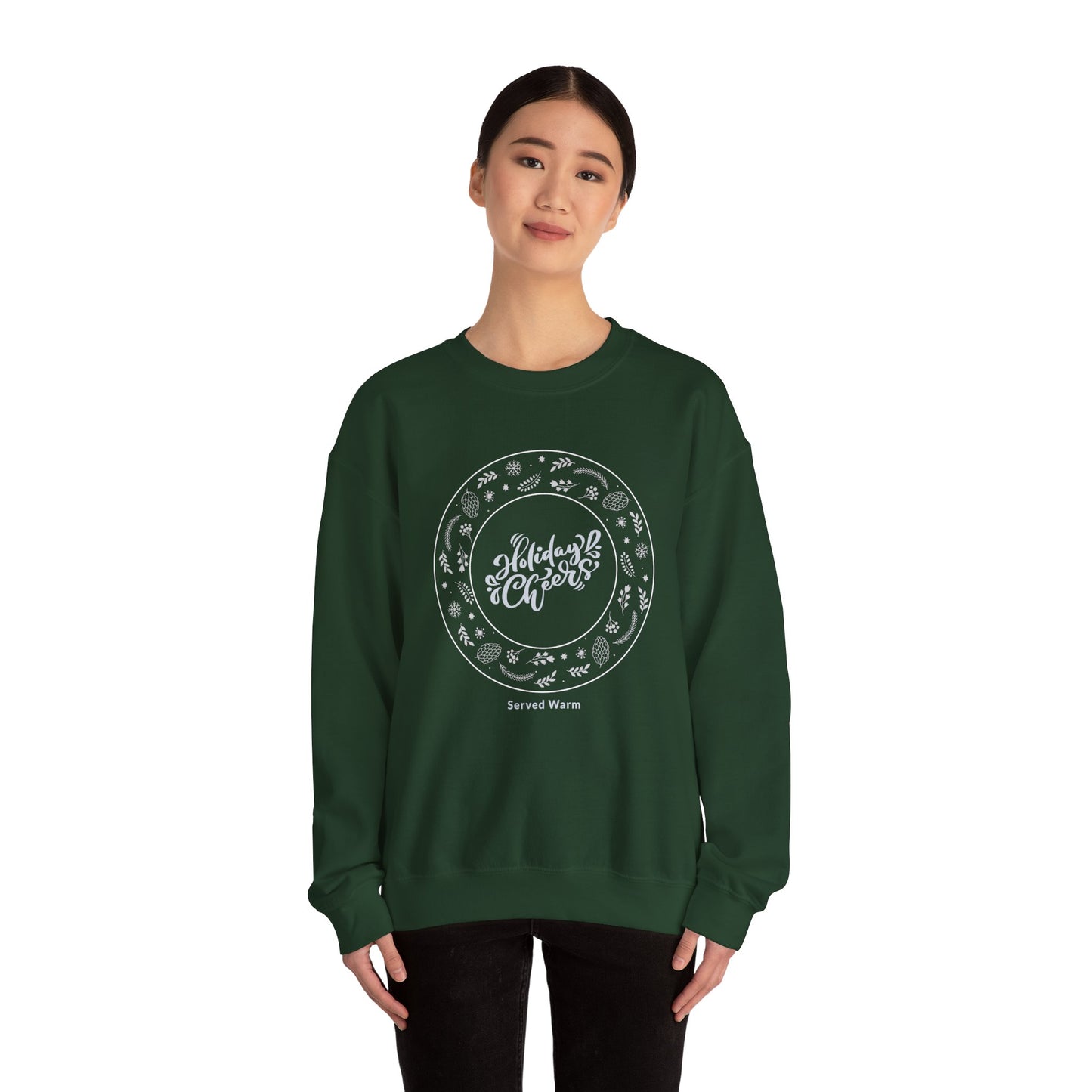 Holiday Cheers Wreath Graphic (Unisex Sizing) — Crewneck Sweatshirt