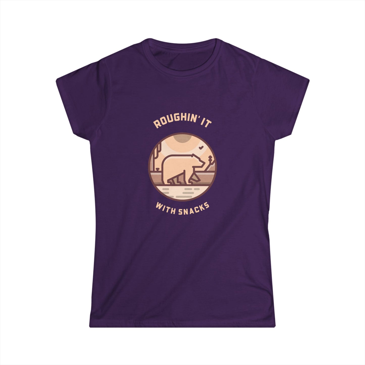 Bear Hiking T‑Shirt — "Roughin' It with Snacks" Outdoor Adventure Tee