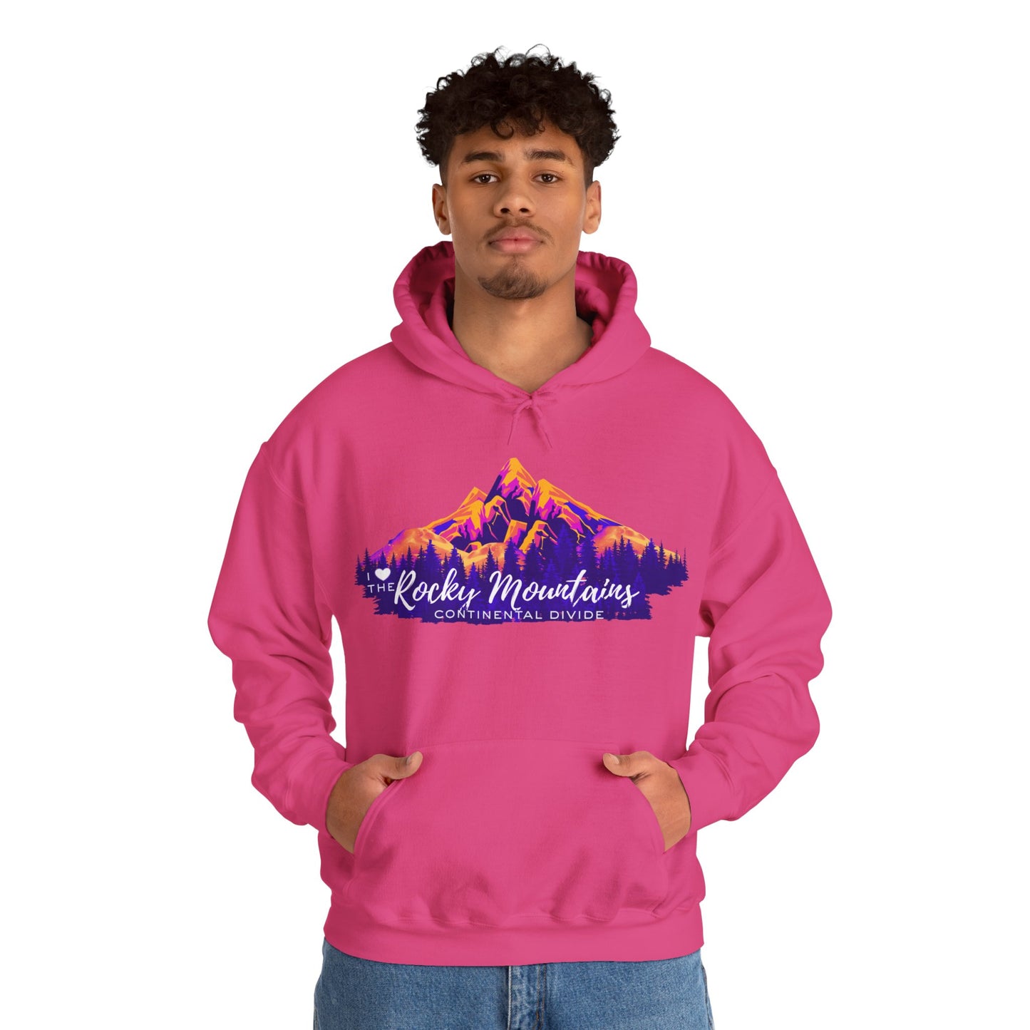 Men's “I Love the Rocky Mountains” Hoodie  — Scenic Mountain Graphic Pullover