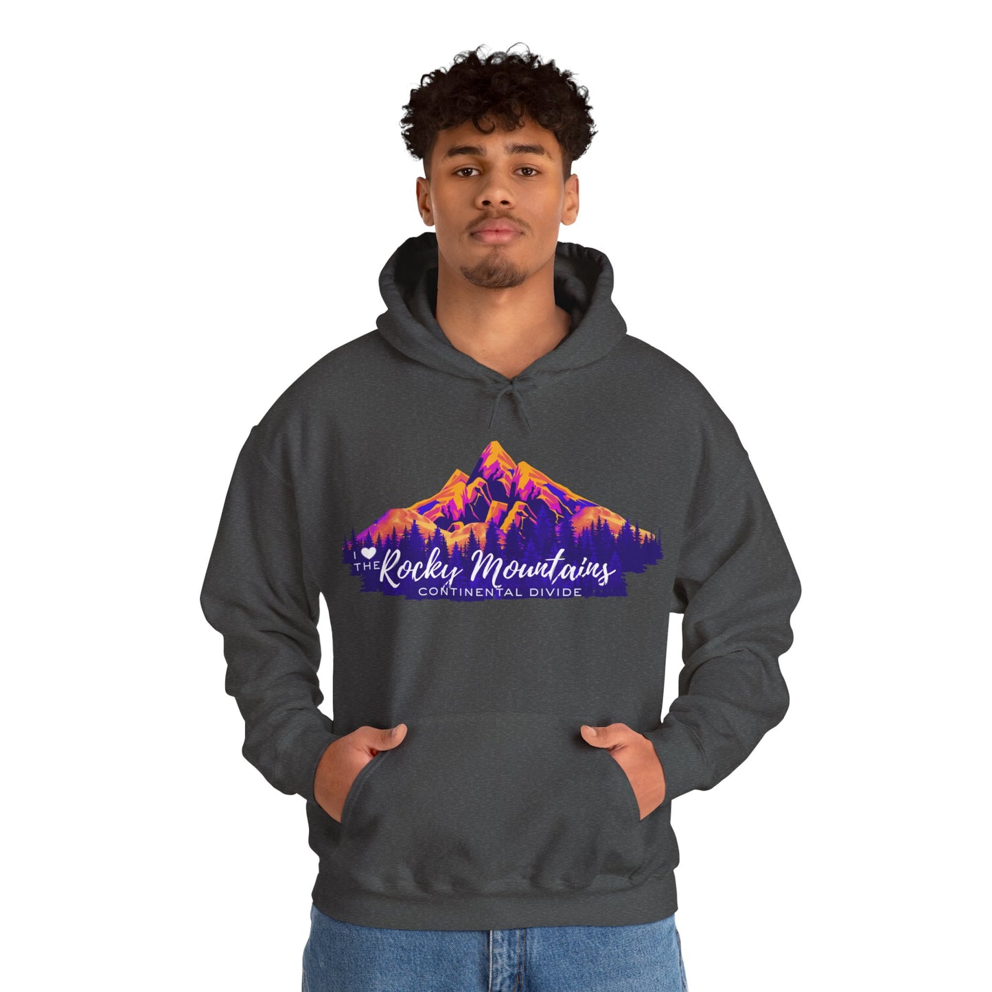 Men's “I Love the Rocky Mountains” Hoodie  — Scenic Mountain Graphic Pullover