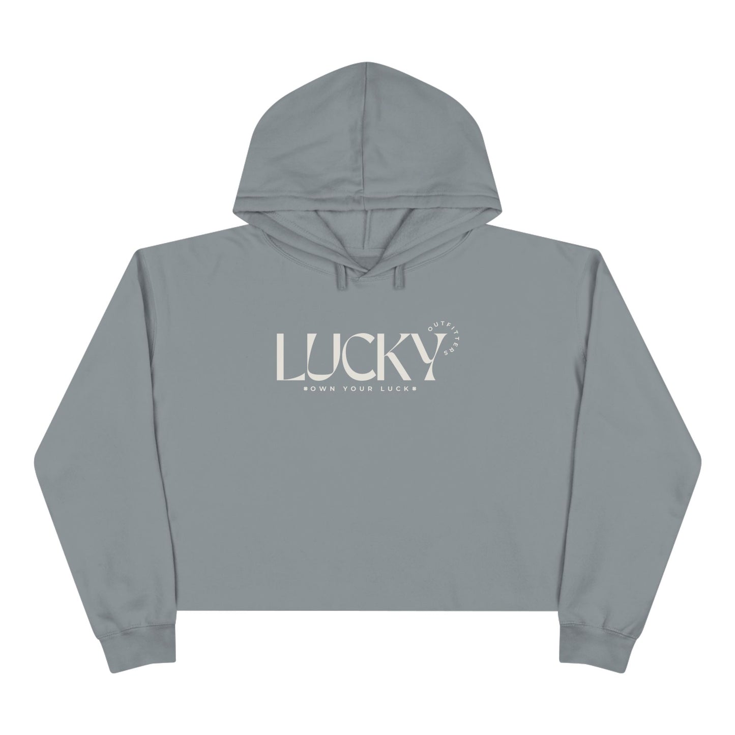 Women's Lucky Outfitters Crop Hoodie — ‘Off White Logo