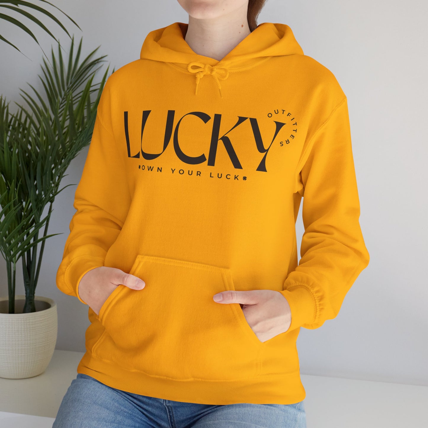 Women's Lucky Hoodie (Unisex Sizing) - LUCKY OUTFITTERS Dark Gray Graphic Pullover