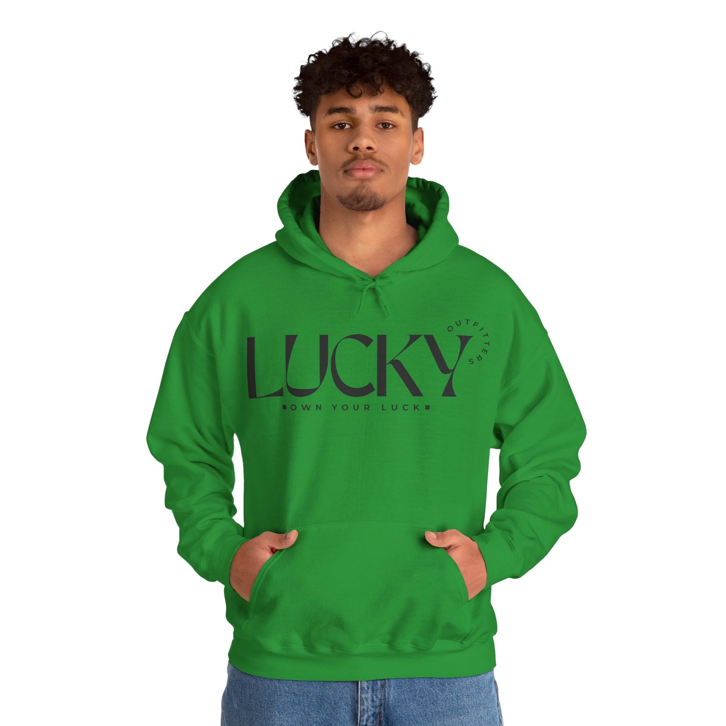 Men's Lucky Hoodie - LUCKY OUTFITTERS Dark Gray Graphic Unisex Pullover
