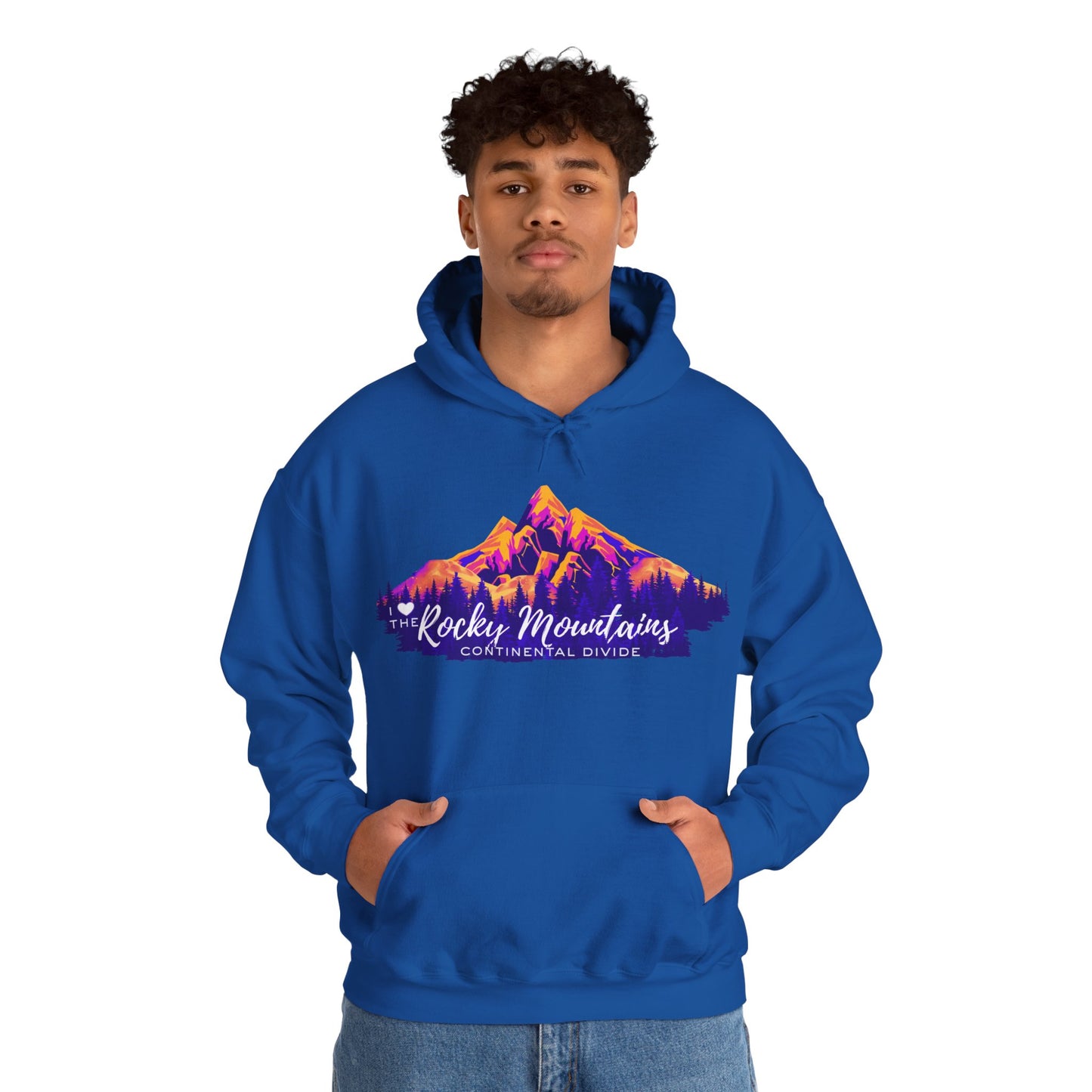 Men's “I Love the Rocky Mountains” Hoodie  — Scenic Mountain Graphic Pullover