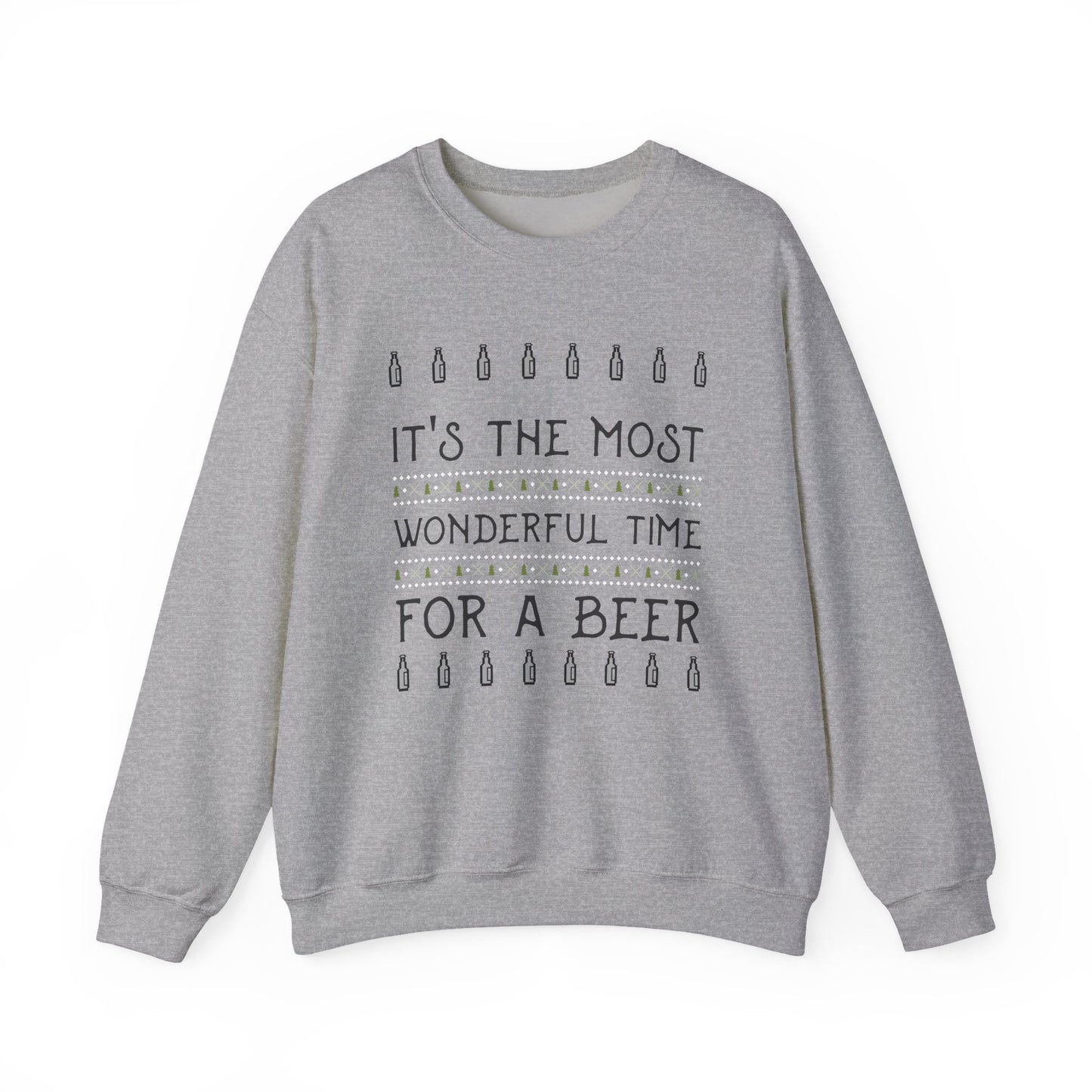 Beer Holiday Sweatshirt (Unisex Sizing) — "It's the Most Wonderful Time for a Beer" Cozy Crewneck