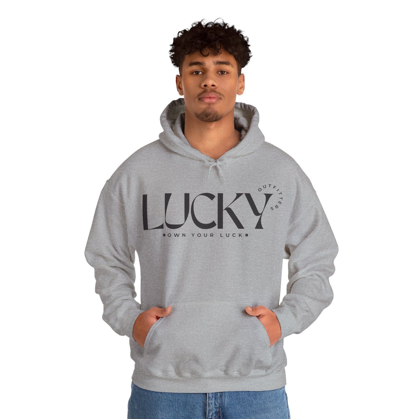 Men's Lucky Hoodie - LUCKY OUTFITTERS Dark Gray Graphic Unisex Pullover