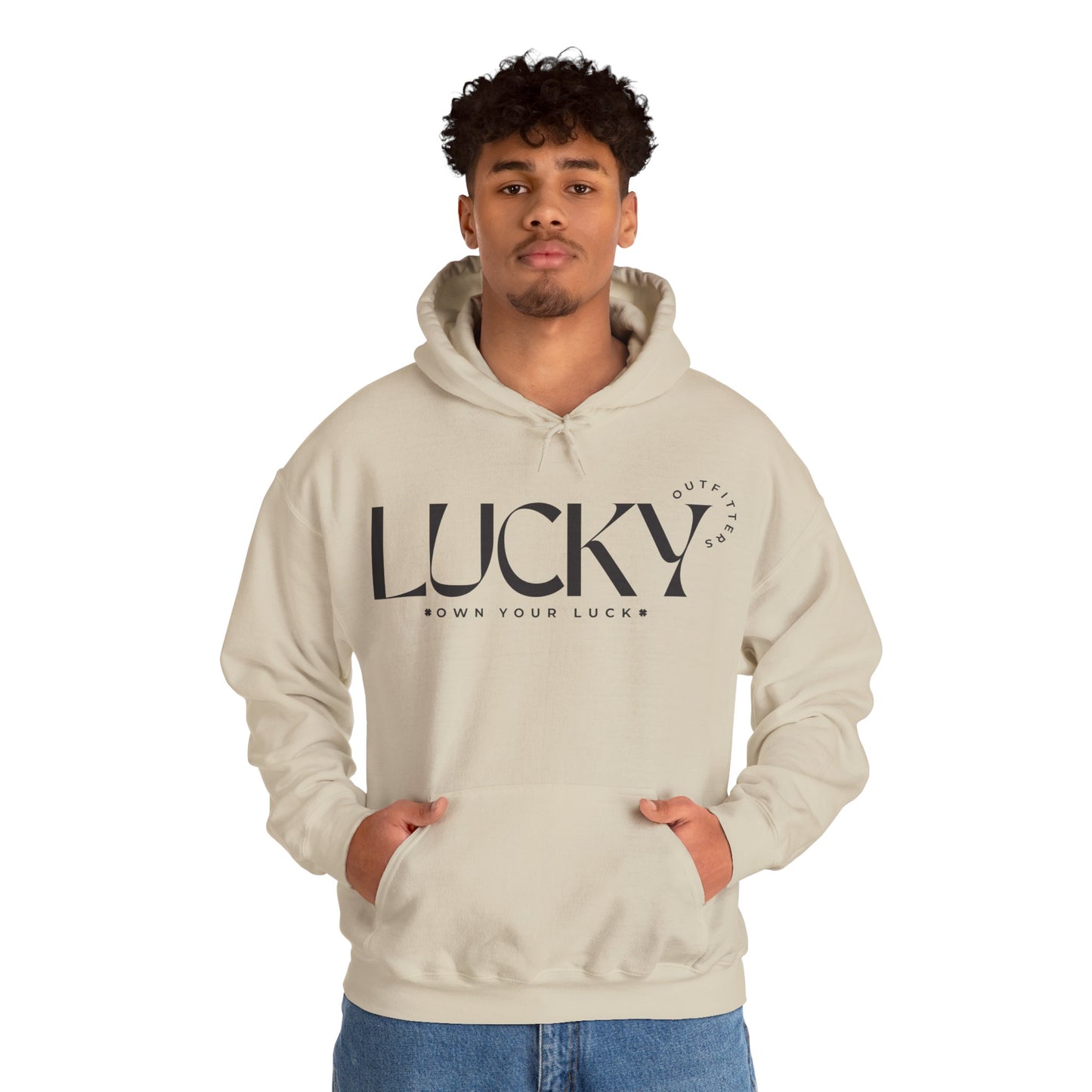 Men's Lucky Hoodie - LUCKY OUTFITTERS Dark Gray Graphic Unisex Pullover