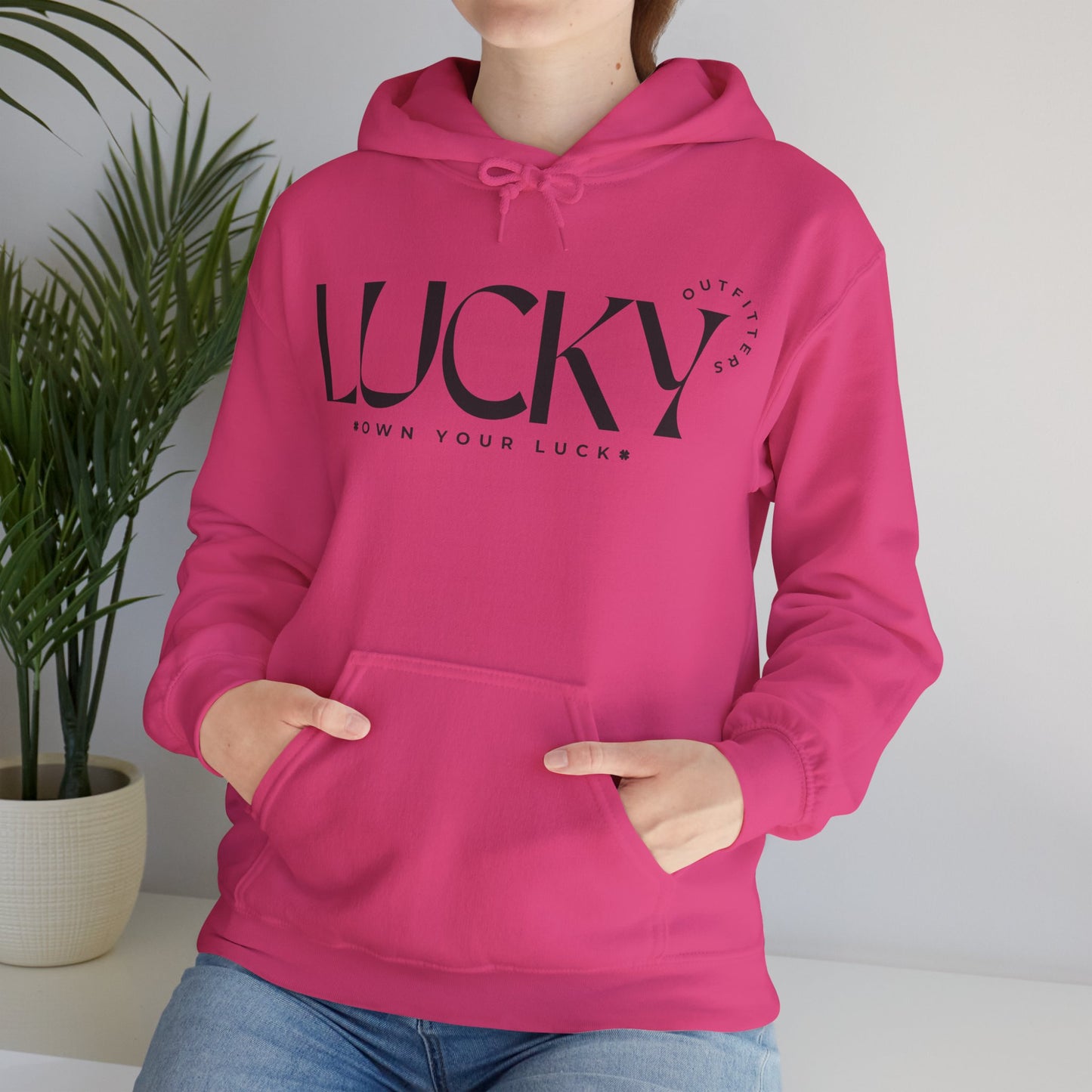 Women's Lucky Hoodie (Unisex Sizing) - LUCKY OUTFITTERS Dark Gray Graphic Pullover