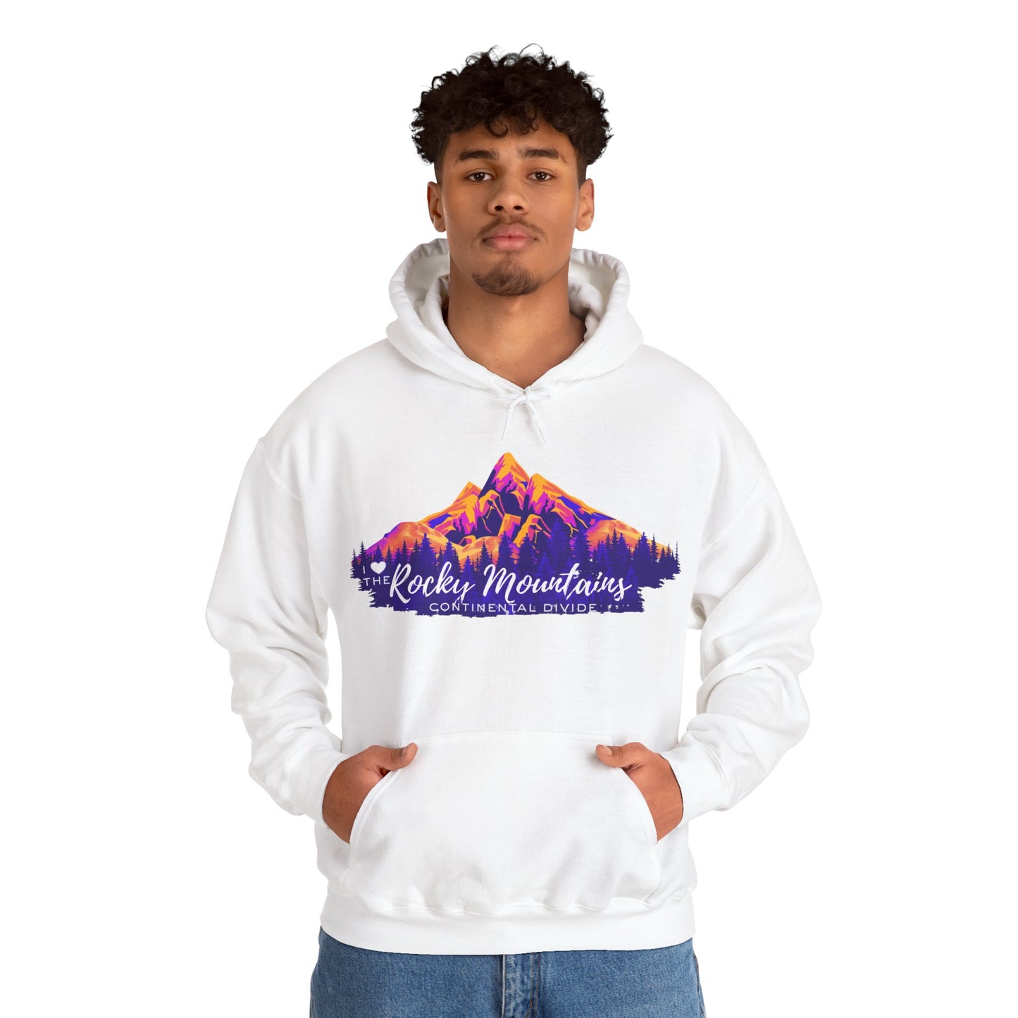 Men's “I Love the Rocky Mountains” Hoodie  — Scenic Mountain Graphic Pullover