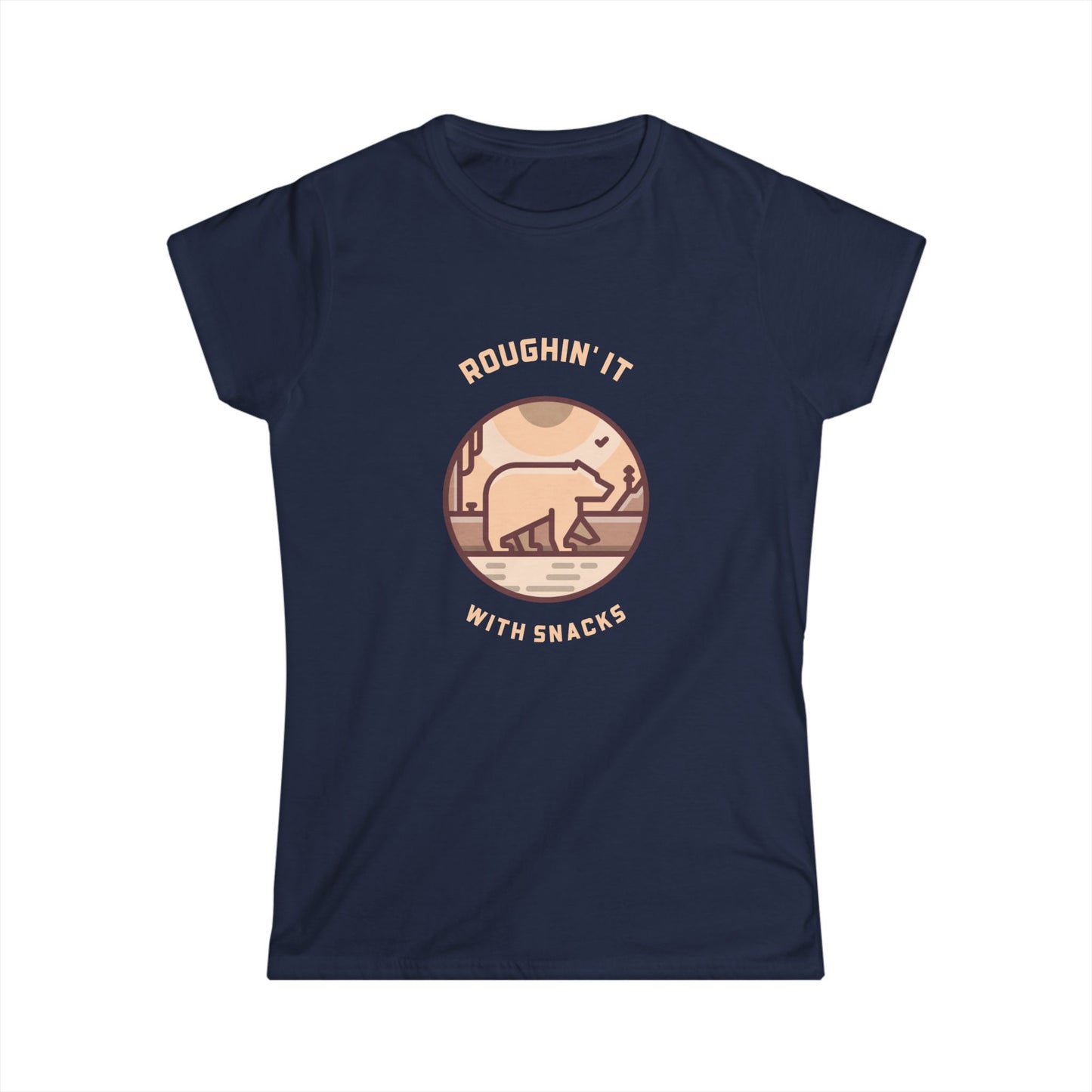 Bear Hiking T‑Shirt — "Roughin' It with Snacks" Outdoor Adventure Tee
