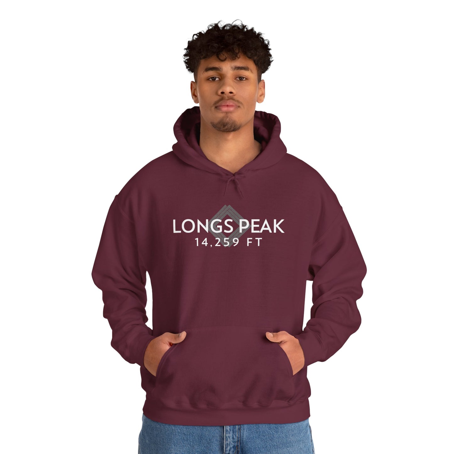 Men's Longs Peak 14,259 ft Summit Hoodie - 14ER SUMMIT SERIES - Souvenir Pullover by Lucky Outfitters