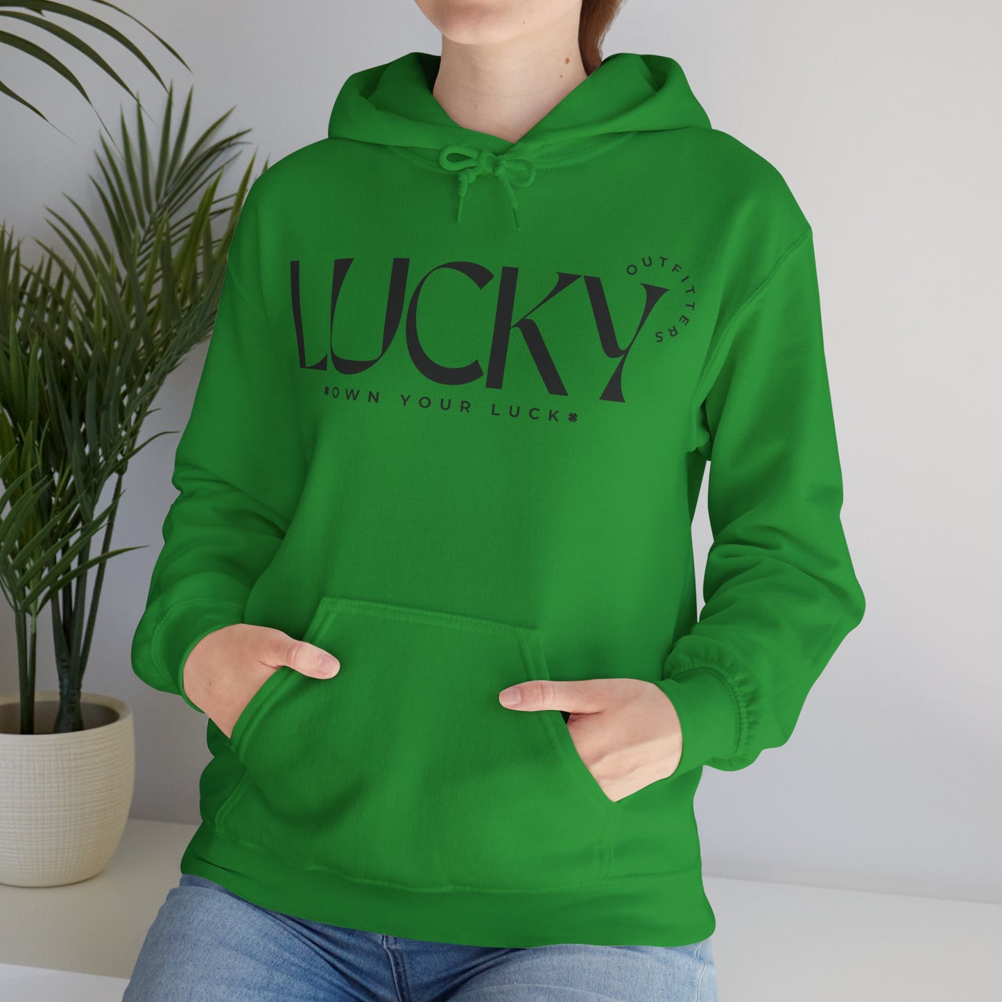 Women's Lucky Hoodie (Unisex Sizing) - LUCKY OUTFITTERS Dark Gray Graphic Pullover