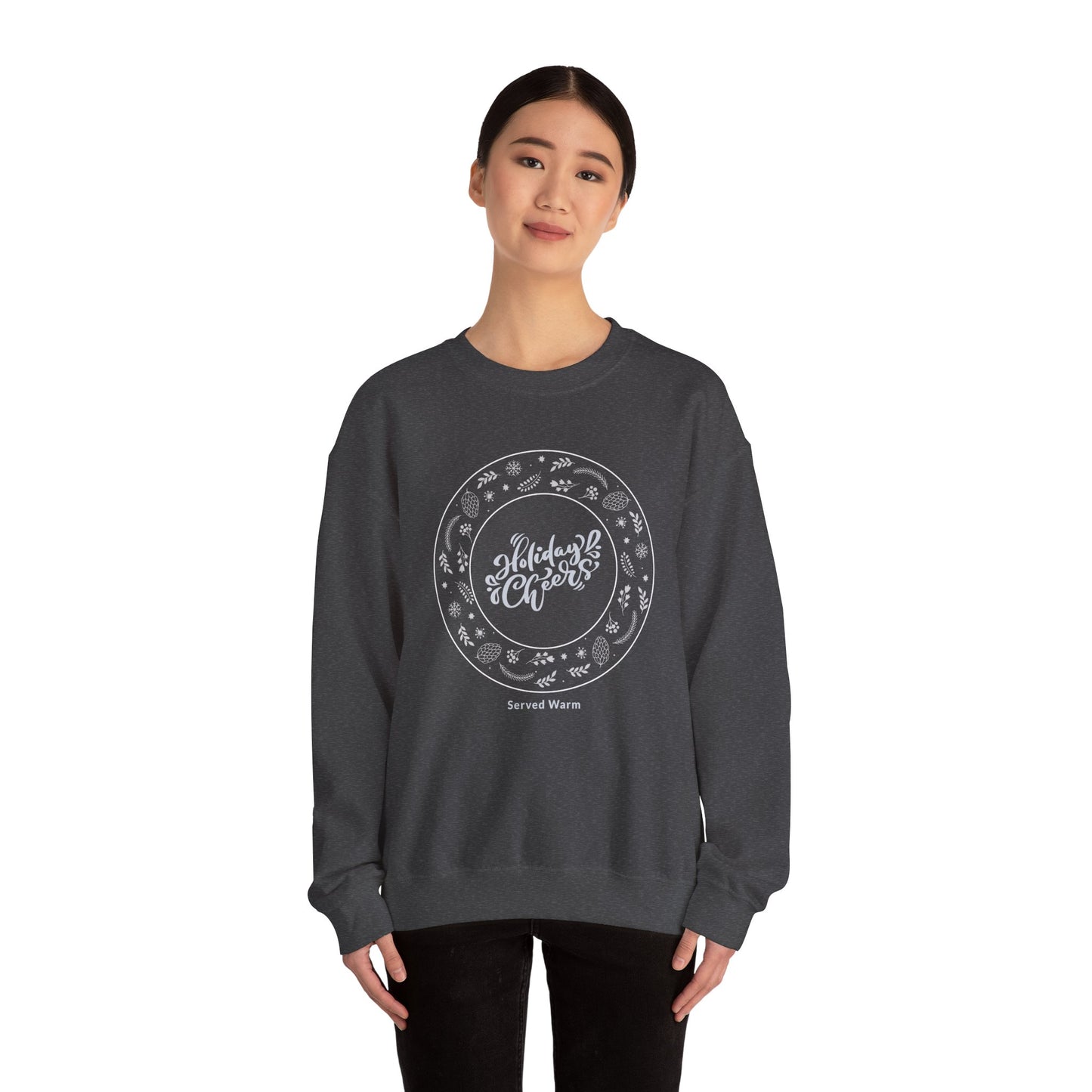 Holiday Cheers Wreath Graphic (Unisex Sizing) — Crewneck Sweatshirt