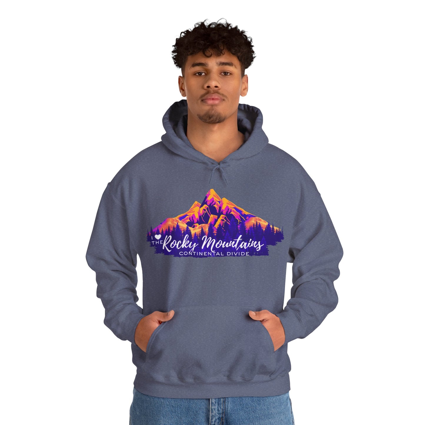 Men's “I Love the Rocky Mountains” Hoodie  — Scenic Mountain Graphic Pullover