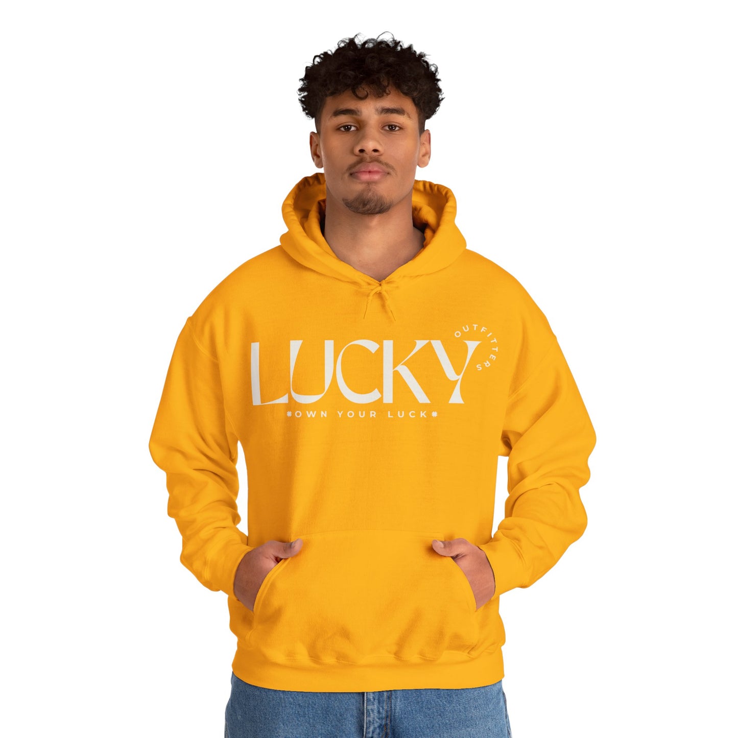 Men's Lucky Hoodie - LUCKY Outfitters Off White Graphic Unisex Pullover