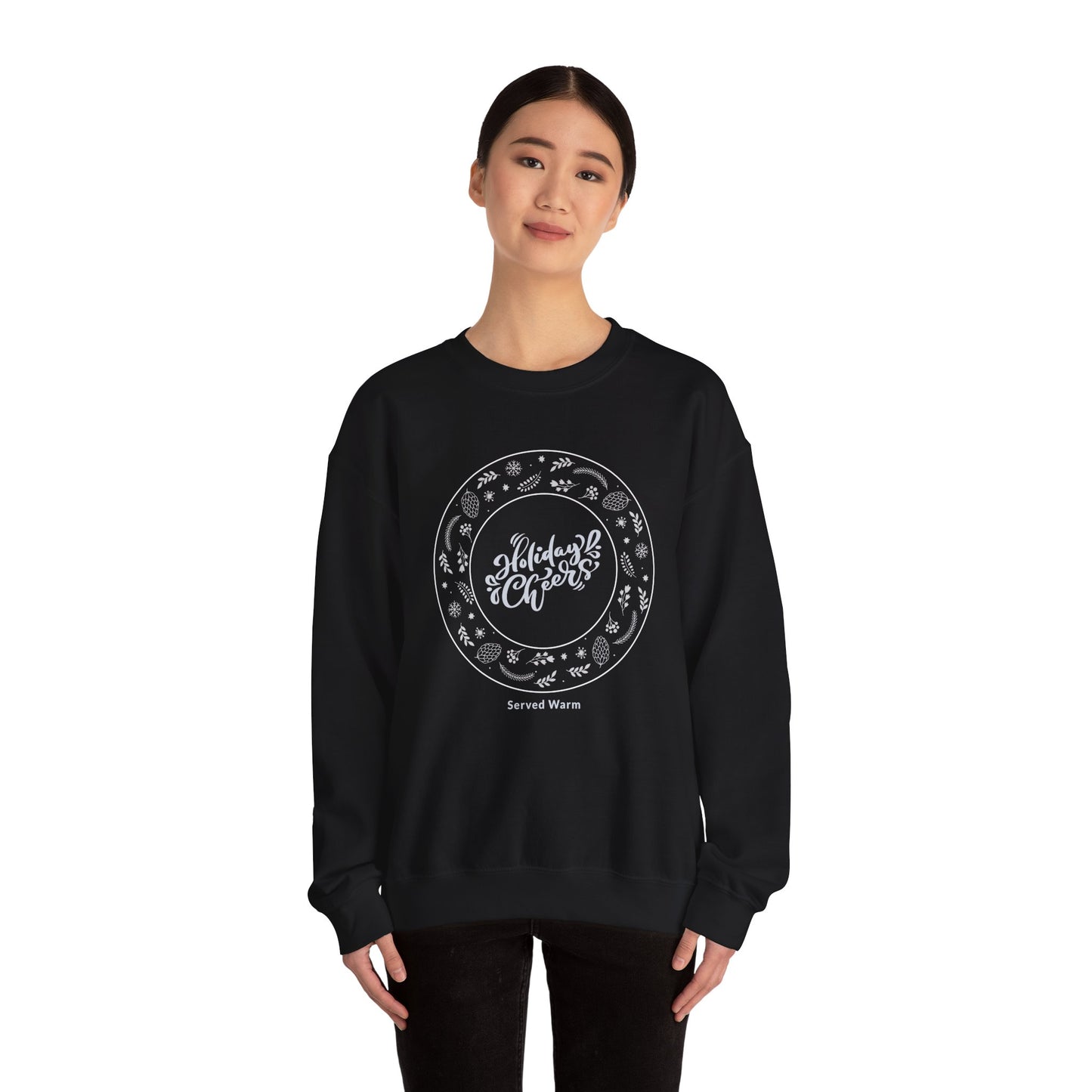 Holiday Cheers Wreath Graphic (Unisex Sizing) — Crewneck Sweatshirt