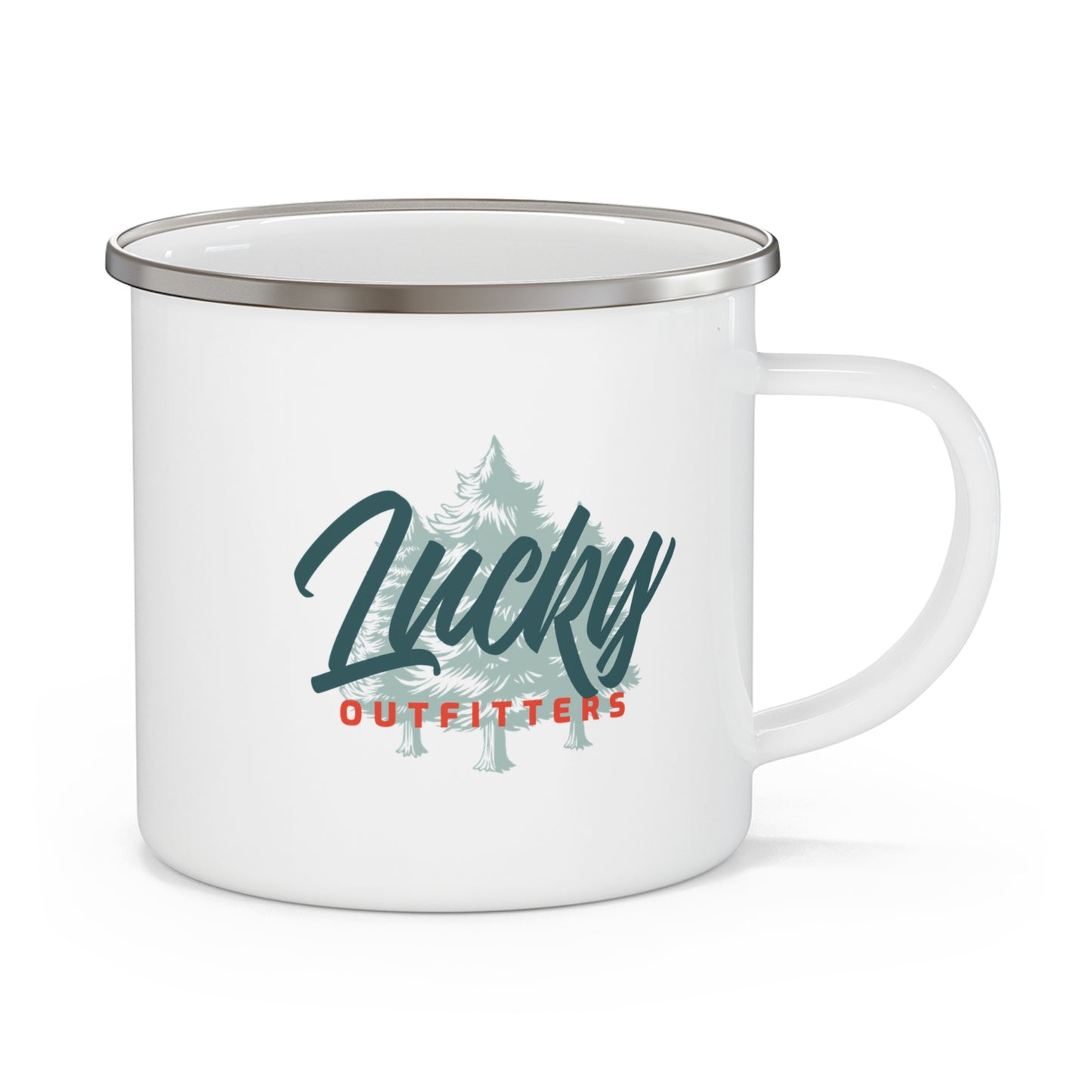 Rocky Mountain / Continental Divide Lucky Outfitters Enamel Camping Mug — Retro Mountain Travel Campfire Mug