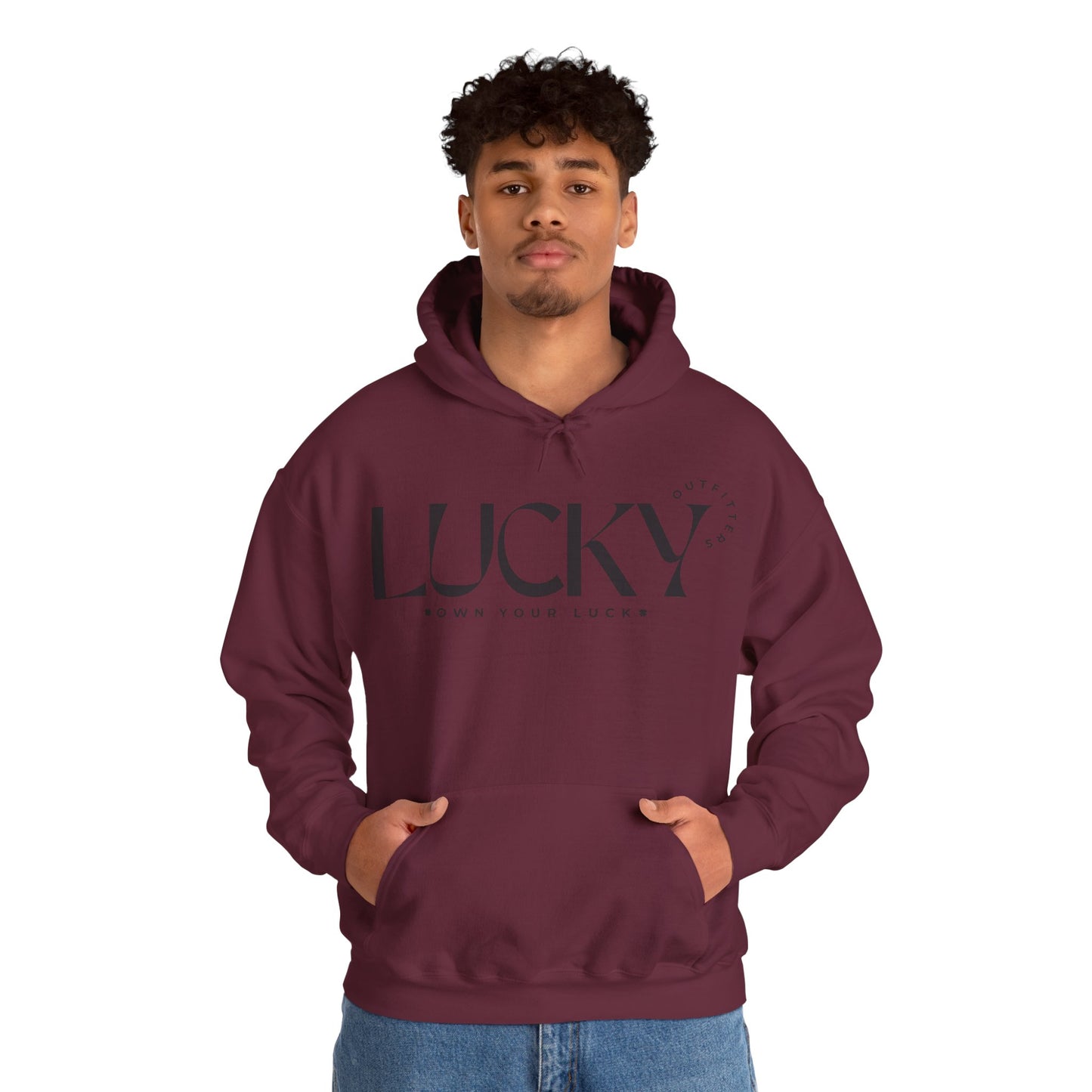 Men's Lucky Hoodie - LUCKY OUTFITTERS Dark Gray Graphic Unisex Pullover