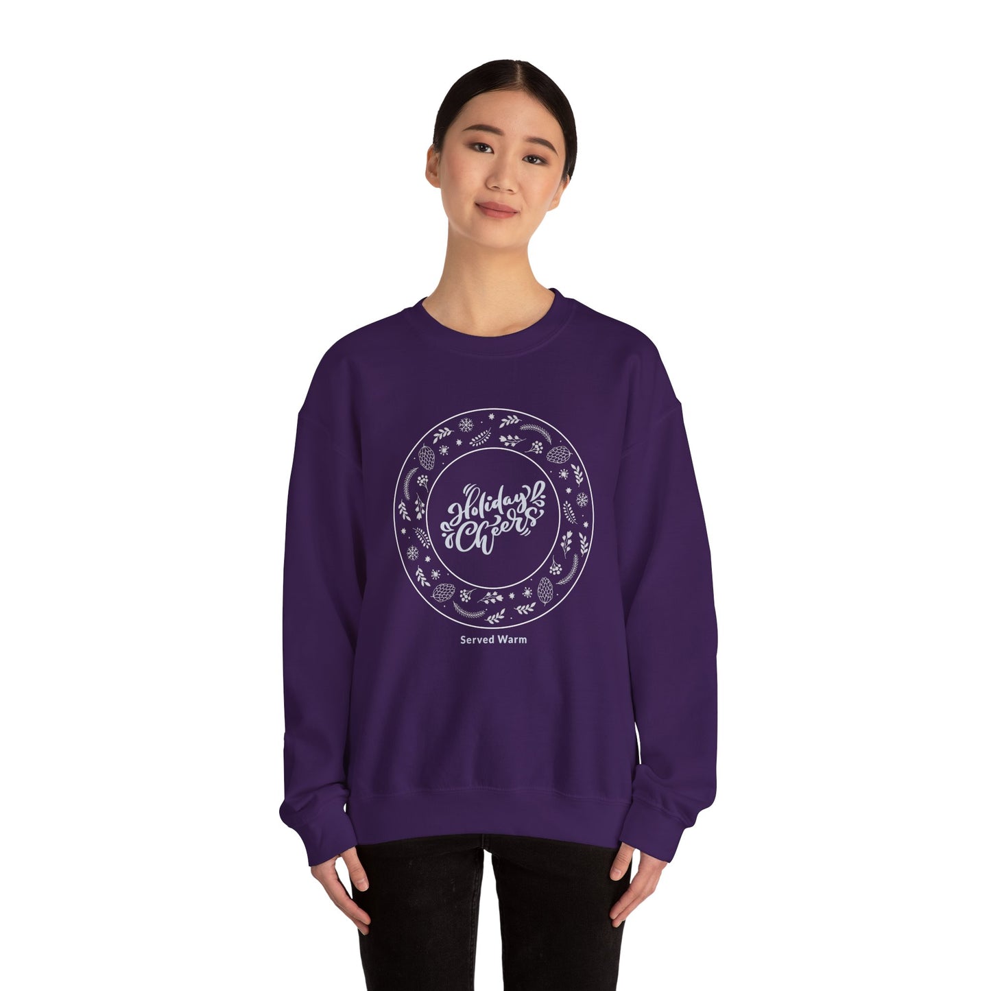 Holiday Cheers Wreath Graphic (Unisex Sizing) — Crewneck Sweatshirt