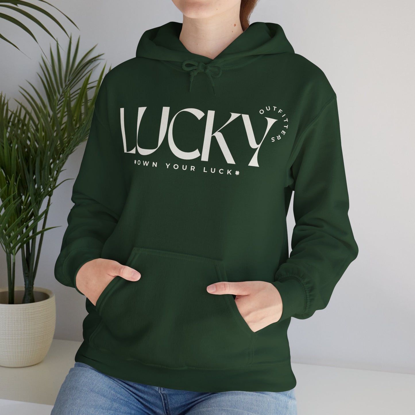 Women's Lucky Hoodie(Unisex Sizing) - LUCKY OUTFITTERS Off White Graphic Unisex Pullover