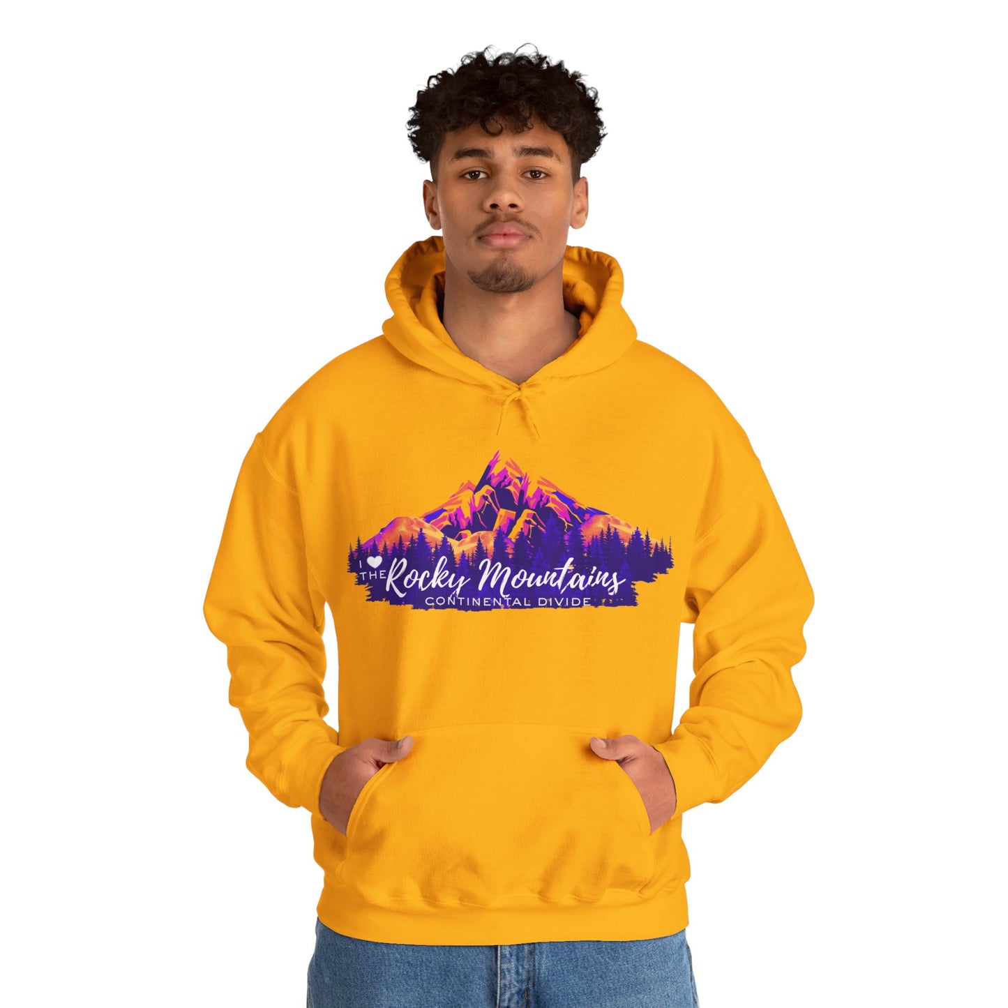 Men's “I Love the Rocky Mountains” Hoodie  — Scenic Mountain Graphic Pullover