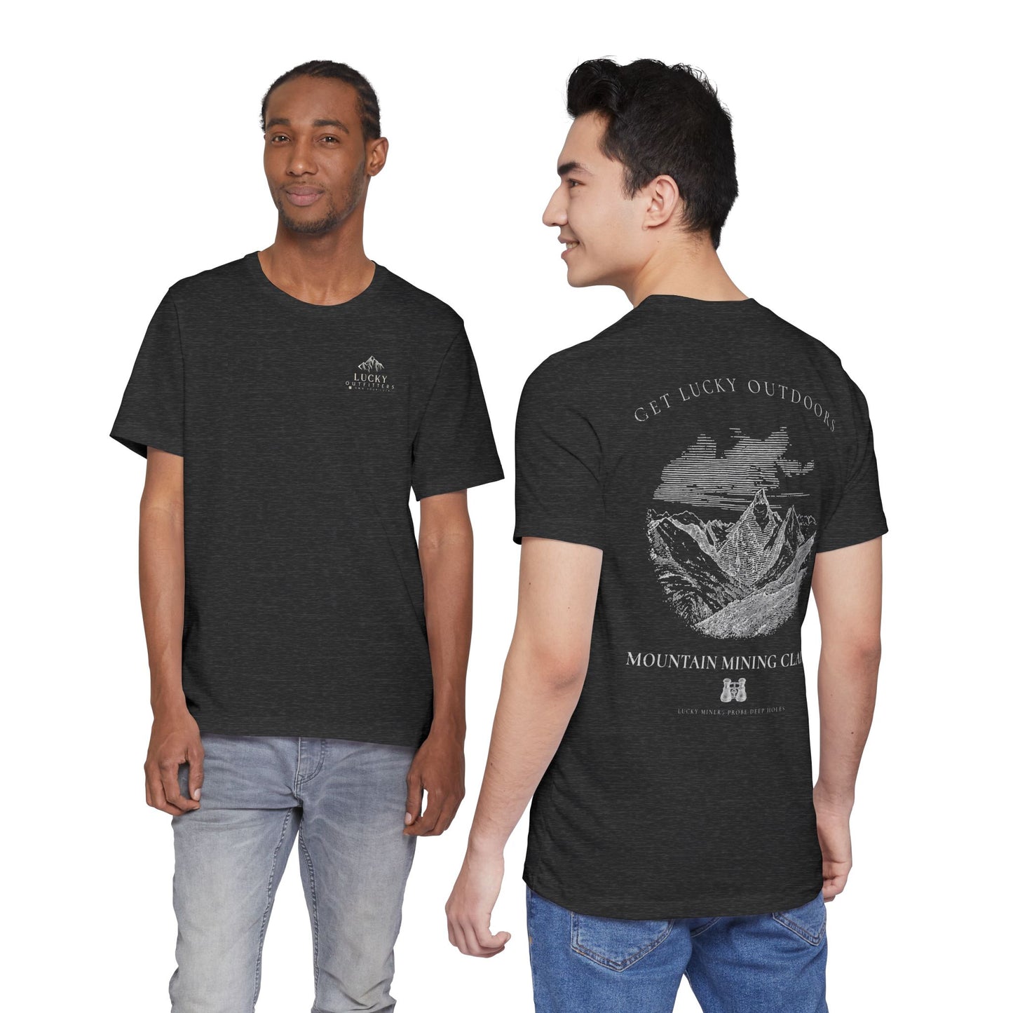 Get Lucky Outdoors Unisex Vintage Mountain Tee — "Lucky Miners Probe Deep Holes"