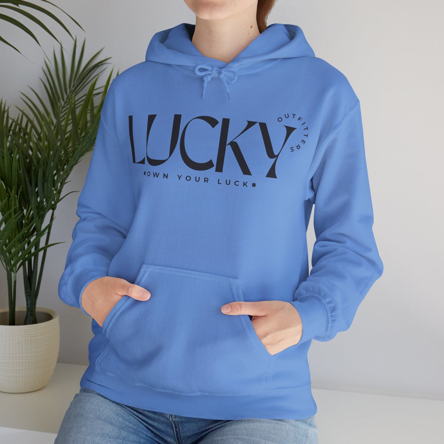 Women's Lucky Hoodie (Unisex Sizing) - LUCKY OUTFITTERS Dark Gray Graphic Pullover