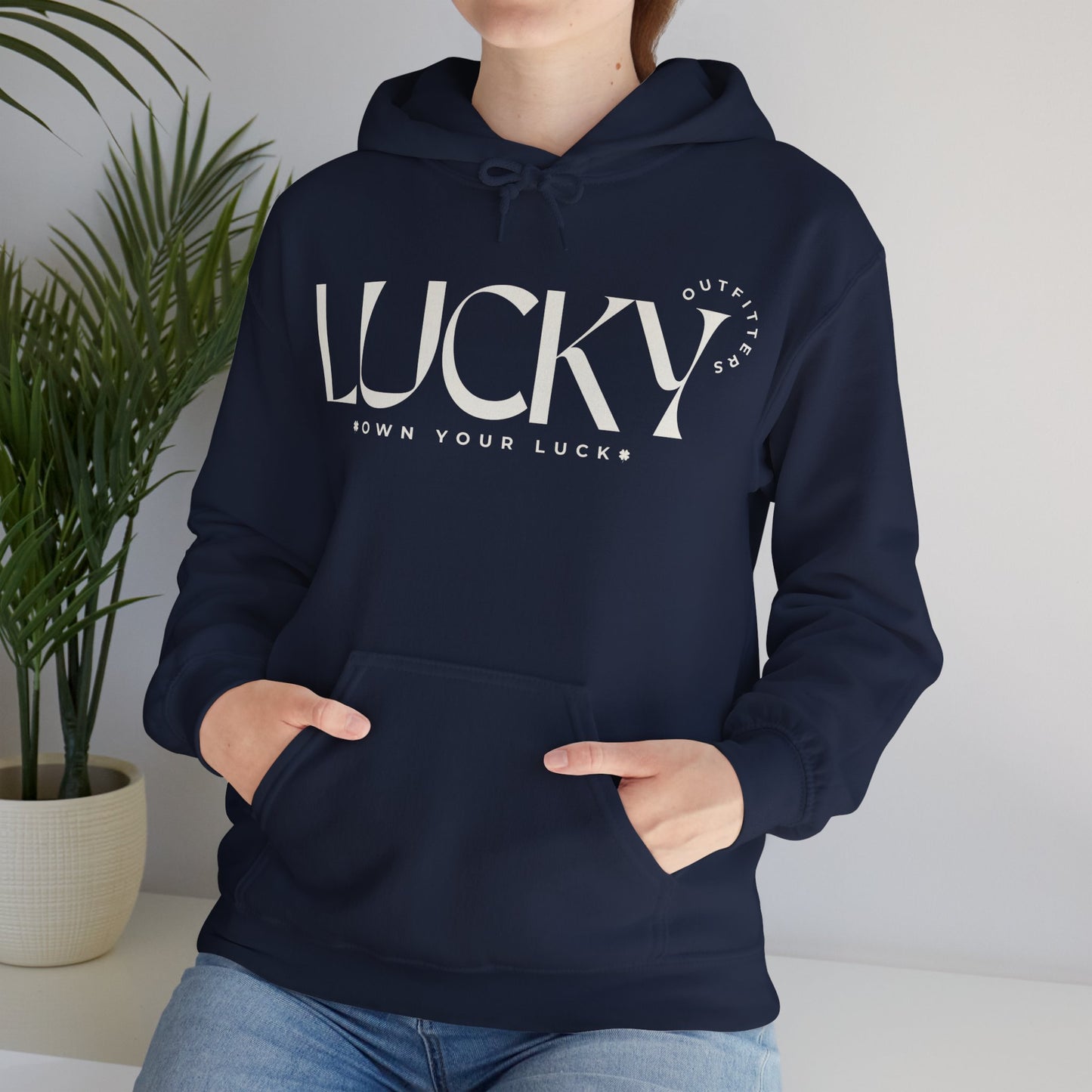 Women's Lucky Hoodie(Unisex Sizing) - LUCKY OUTFITTERS Off White Graphic Unisex Pullover