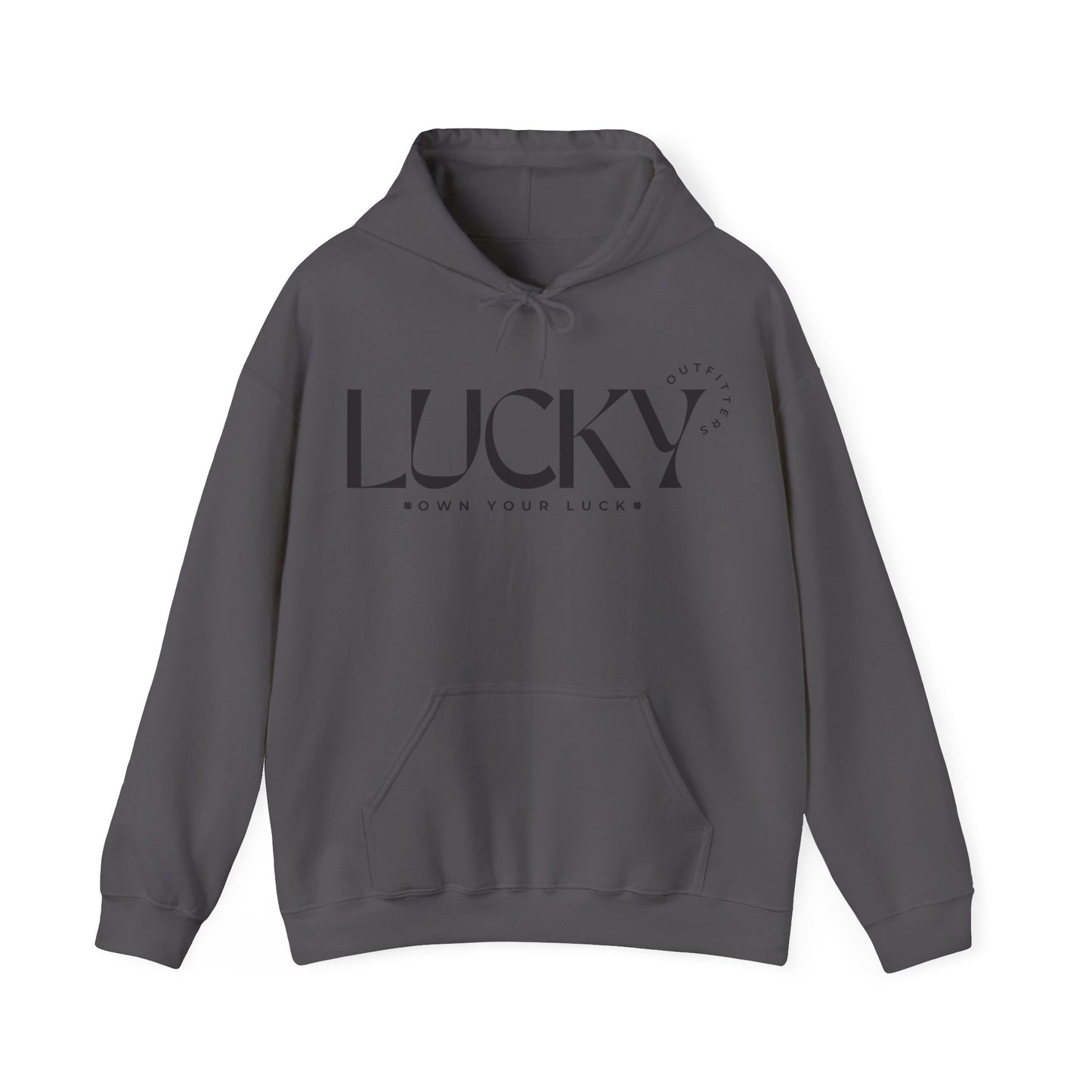 Men's Lucky Hoodie - LUCKY OUTFITTERS Dark Gray Graphic Unisex Pullover