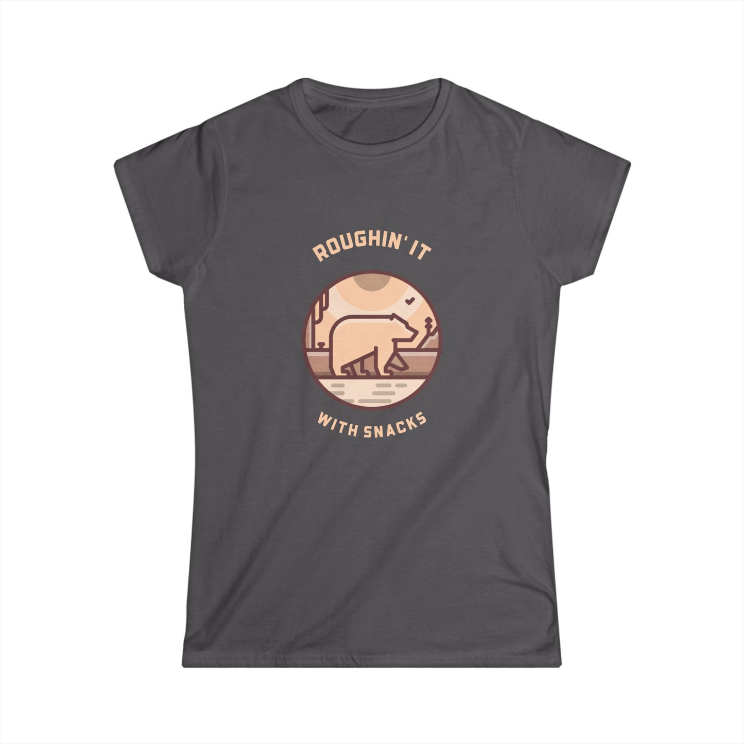 Bear Hiking T‑Shirt — "Roughin' It with Snacks" Outdoor Adventure Tee