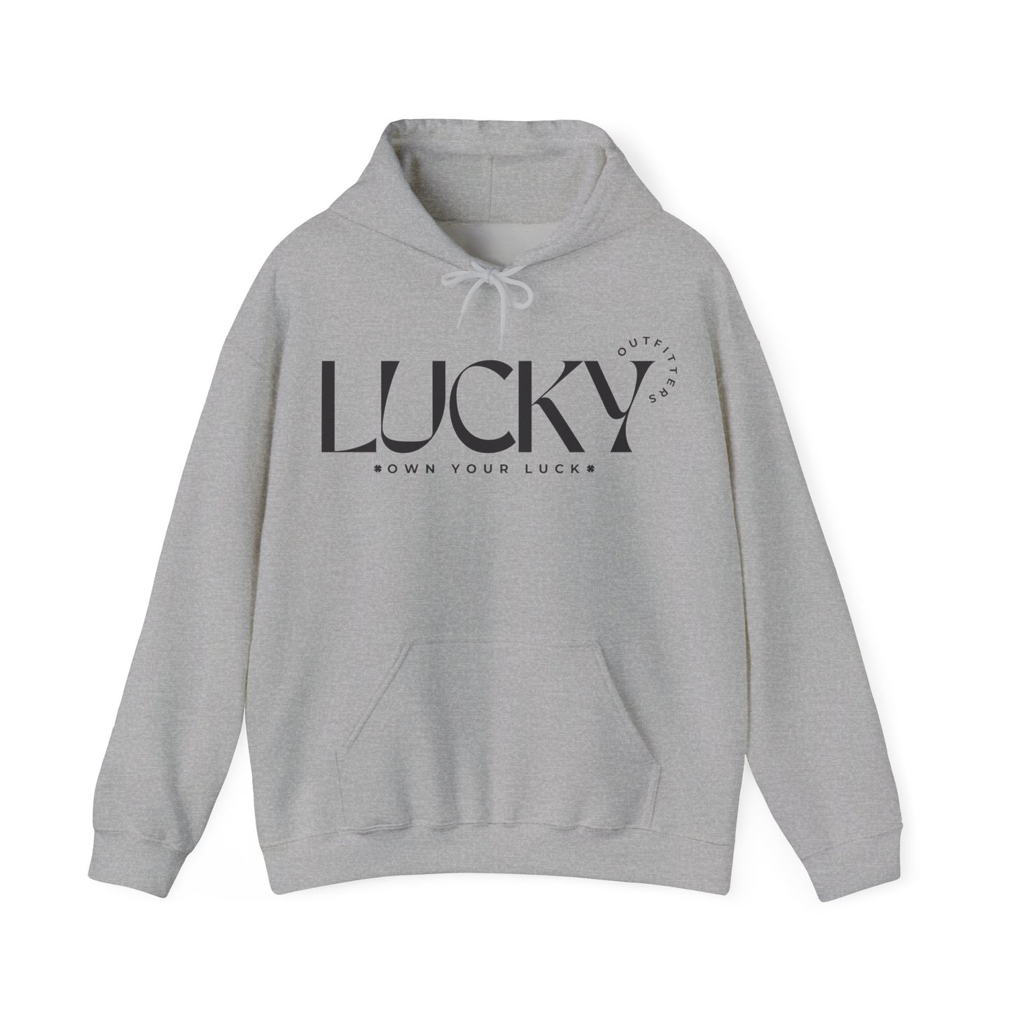 Men's Lucky Hoodie - LUCKY OUTFITTERS Dark Gray Graphic Unisex Pullover